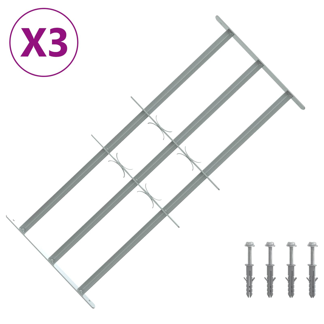 Security Window Grille with 3 Bars 3 pcs 