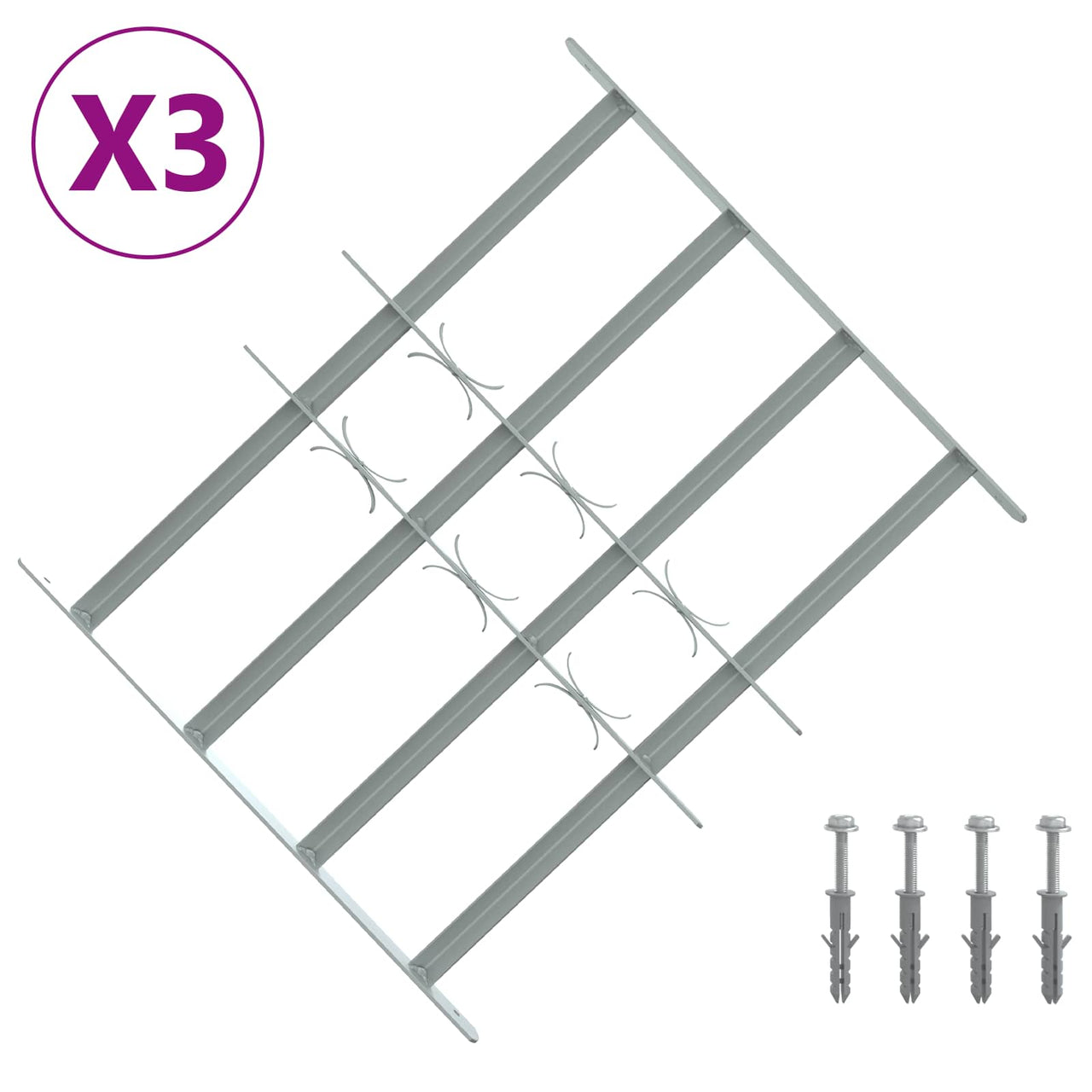 Security Window Bars with 4 Cross Bars 