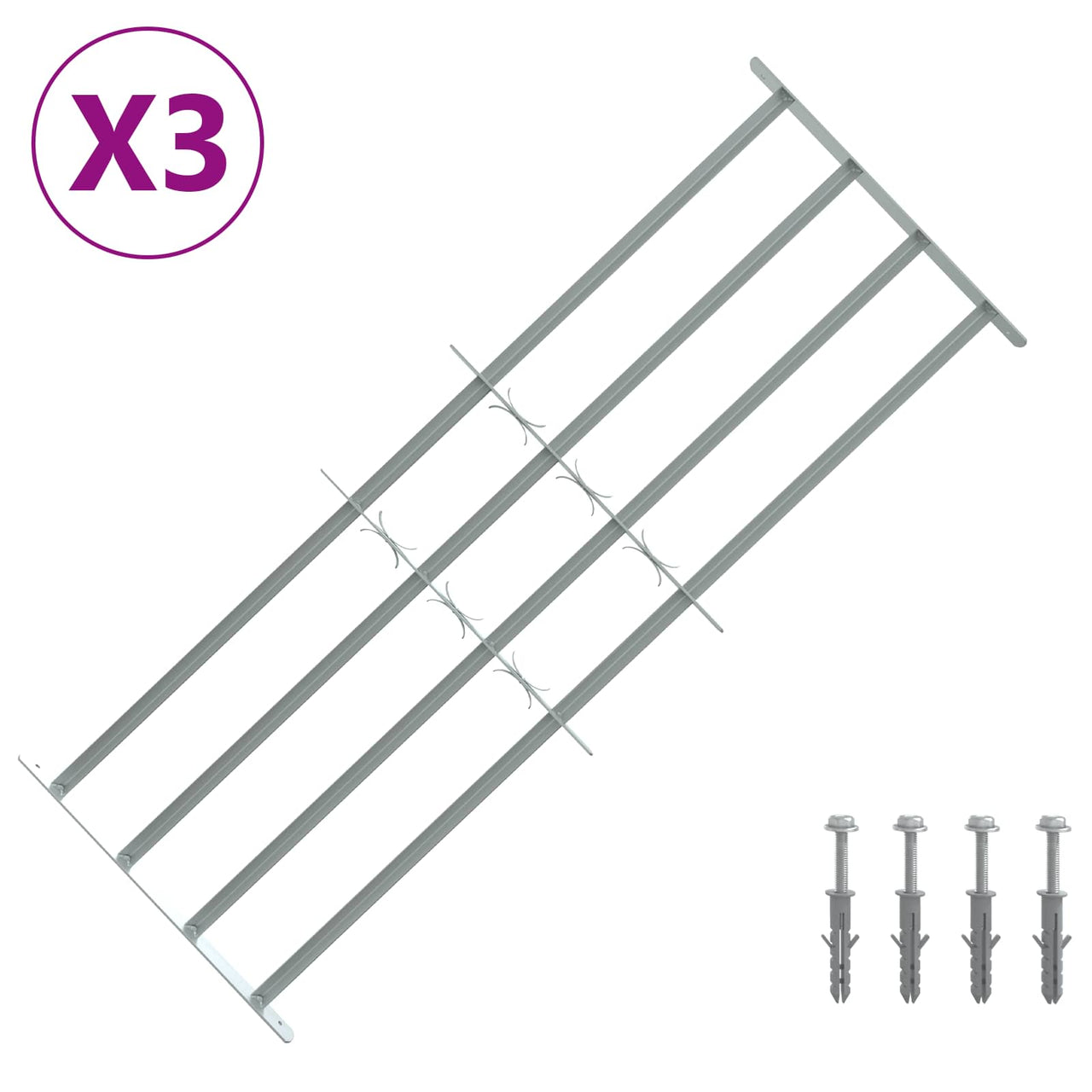 Security Window Grille with 4 Crossbars 