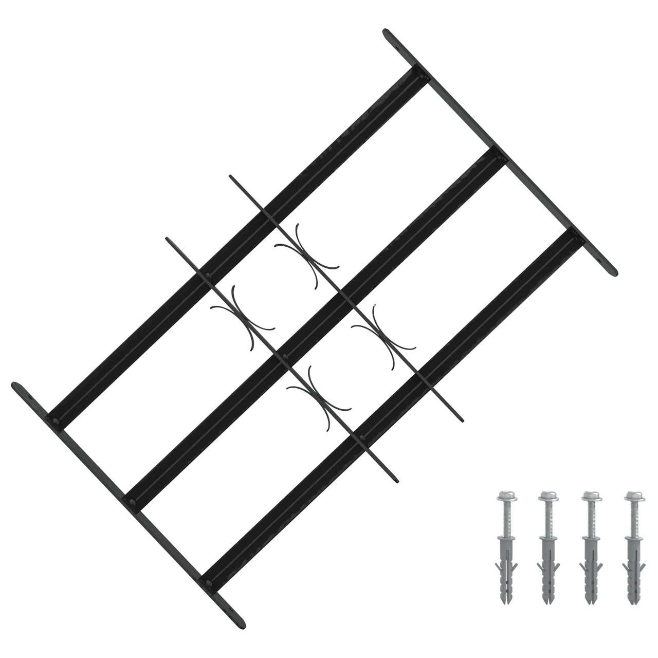 Security Window Bars with 3 Railings, 3 pcs, 43-74 cm 