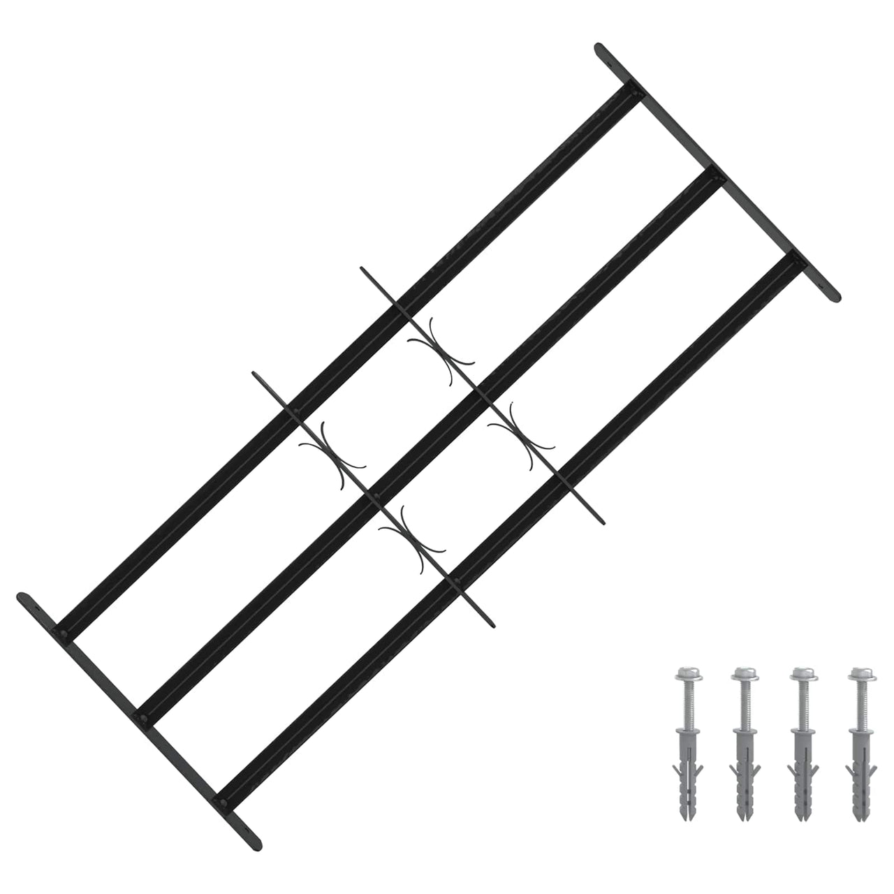 Security Window Grille with 3 Bars, 3 pcs 63-114 cm 