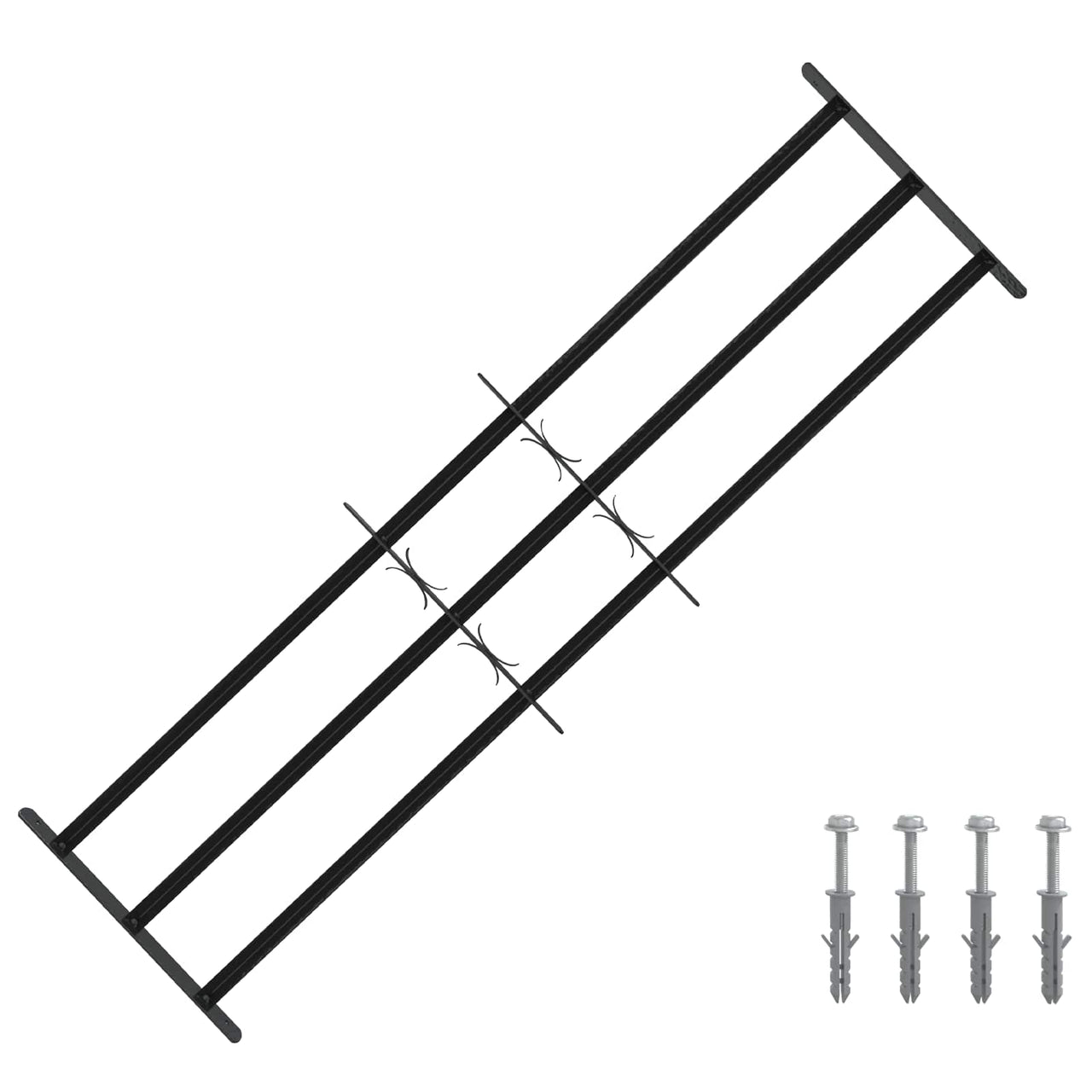Security Window Bars with 3 Railings, 3 pcs, 93-174 cm 