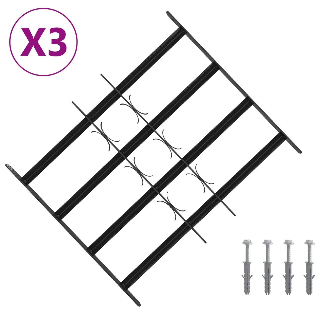 Security Grille for Windows with 4 Crossbars 