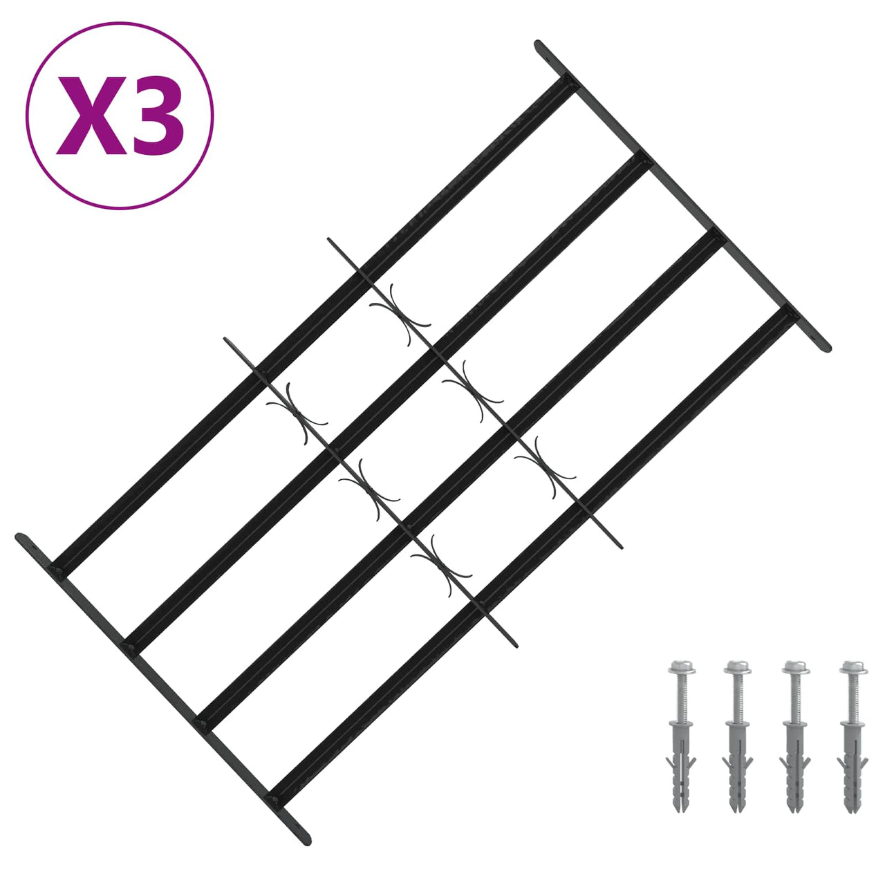 Security Window Guard with 4 Cross Bars 