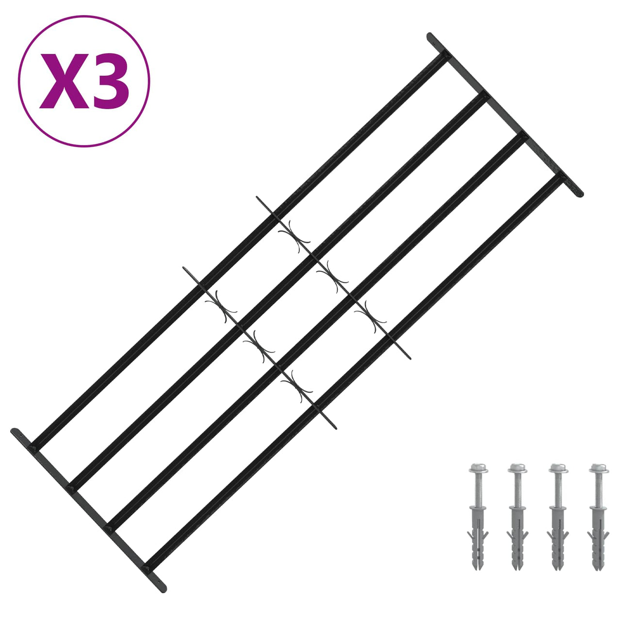 Security Window Bars with 4 Crossbars 