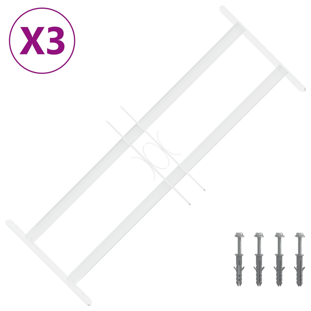 Security Window Grille with 2 Cross Bars 3 pcs 