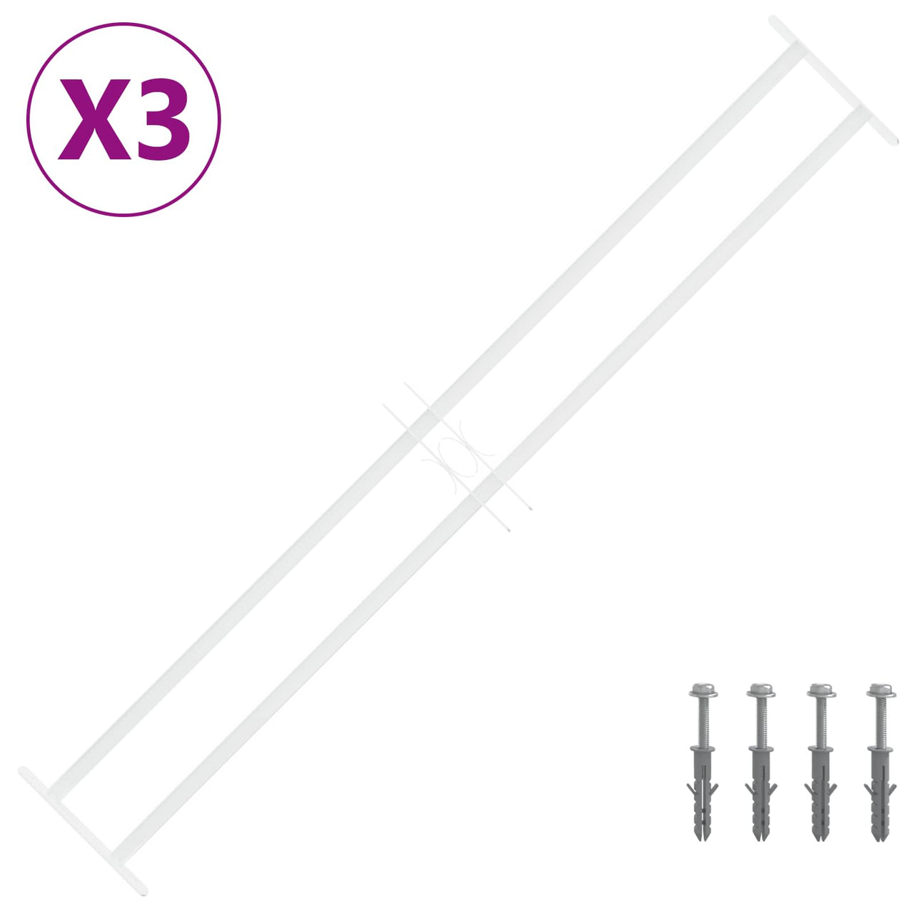 Safety Window Grid with 2 Crossbars 3 pcs 