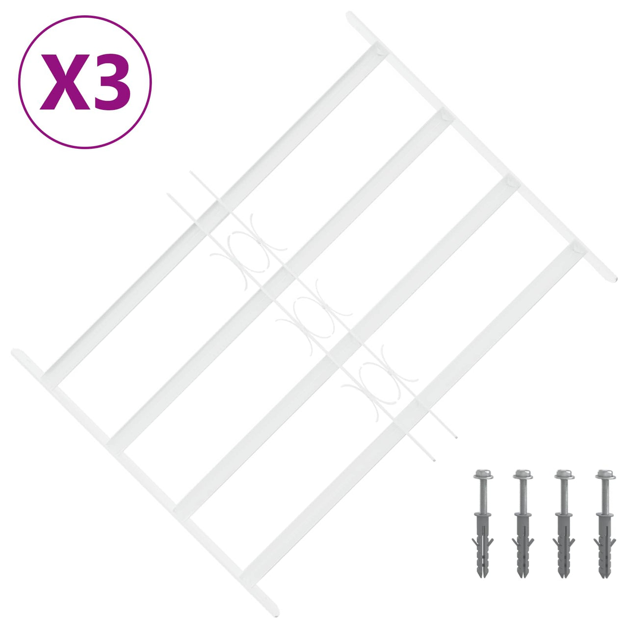 Security Window Grille with 4 Crossbars 