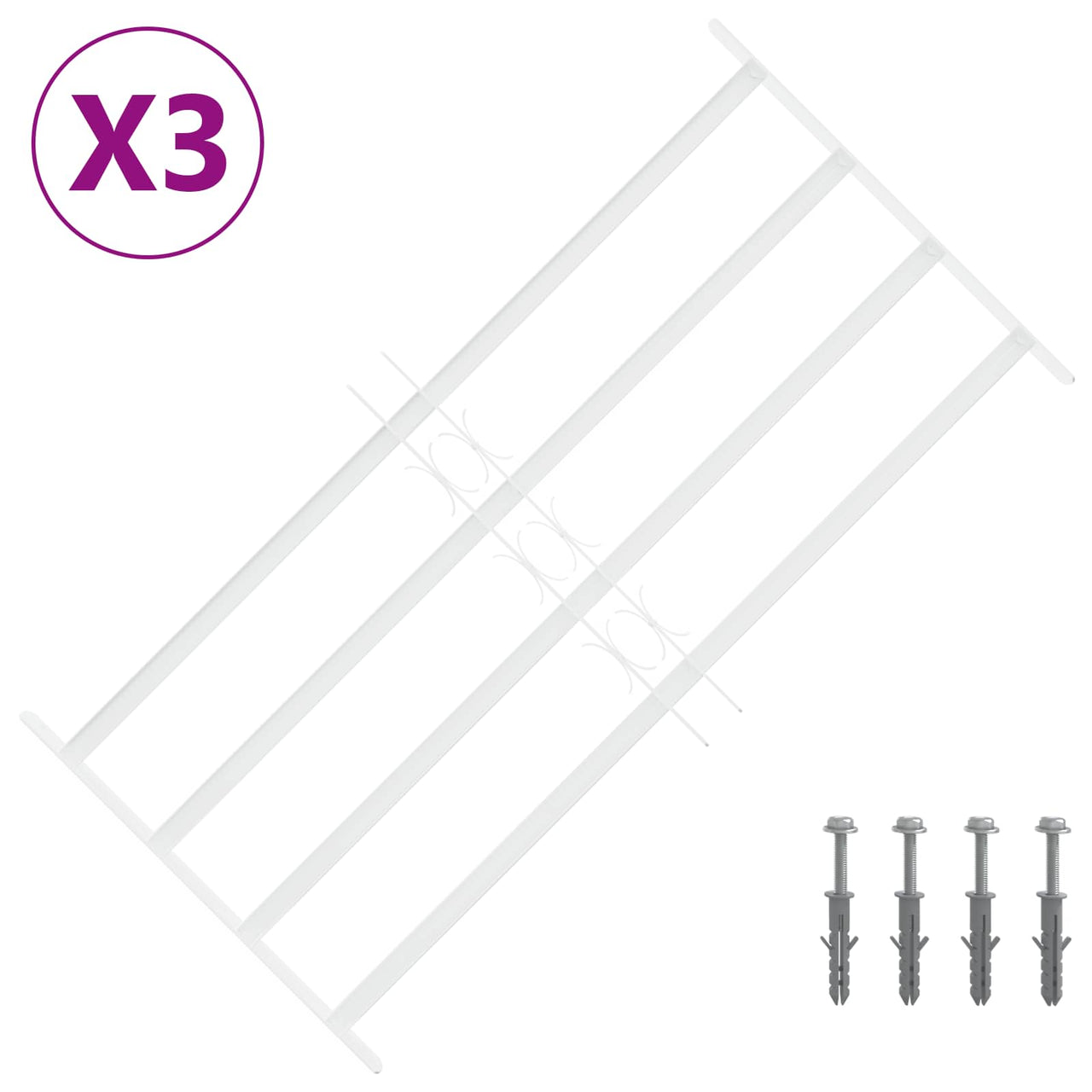 Security Window Bars with 4 Crossbars 