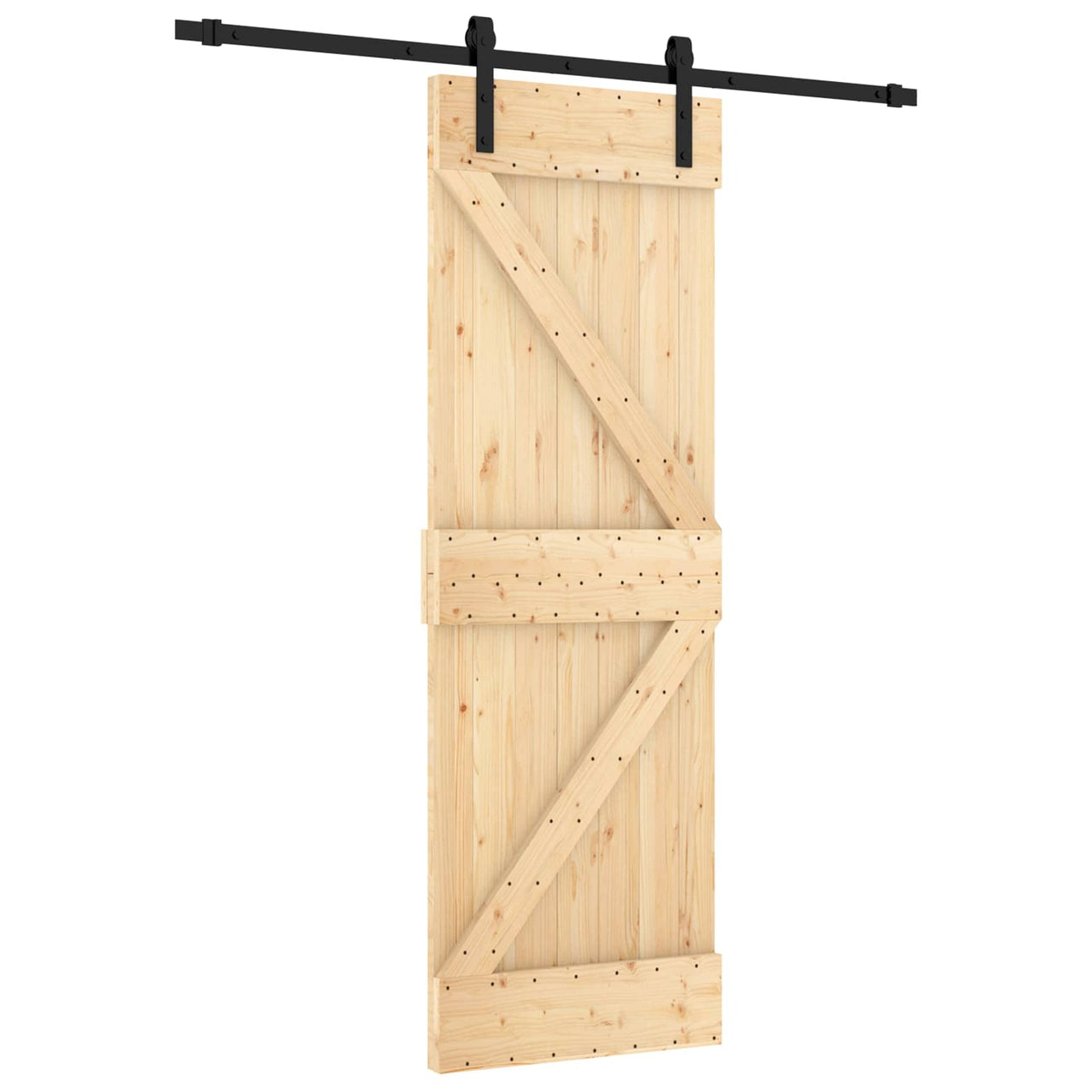Porta de correr natural e preto 70 x 210 cm 