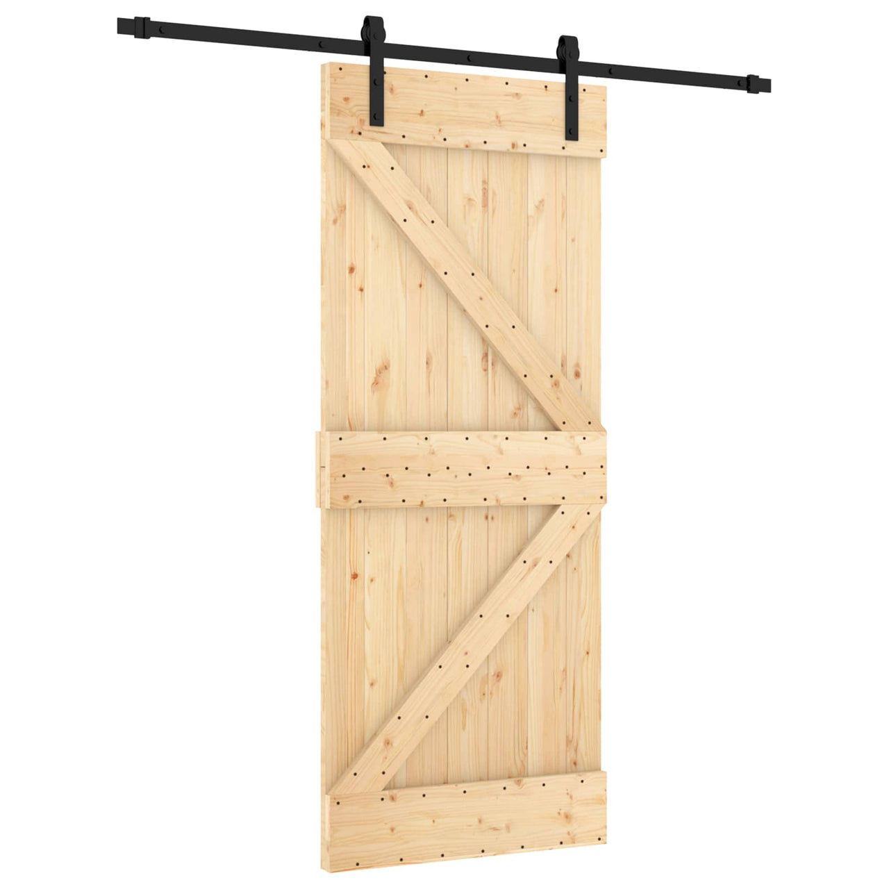 Porta de correr natural e preta 85 x 210 cm 