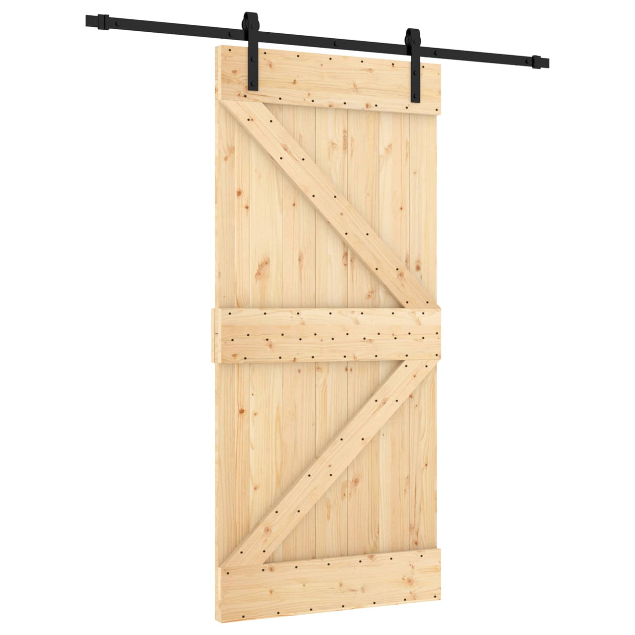 Porta de correr natural e preto 95 x 210 cm 