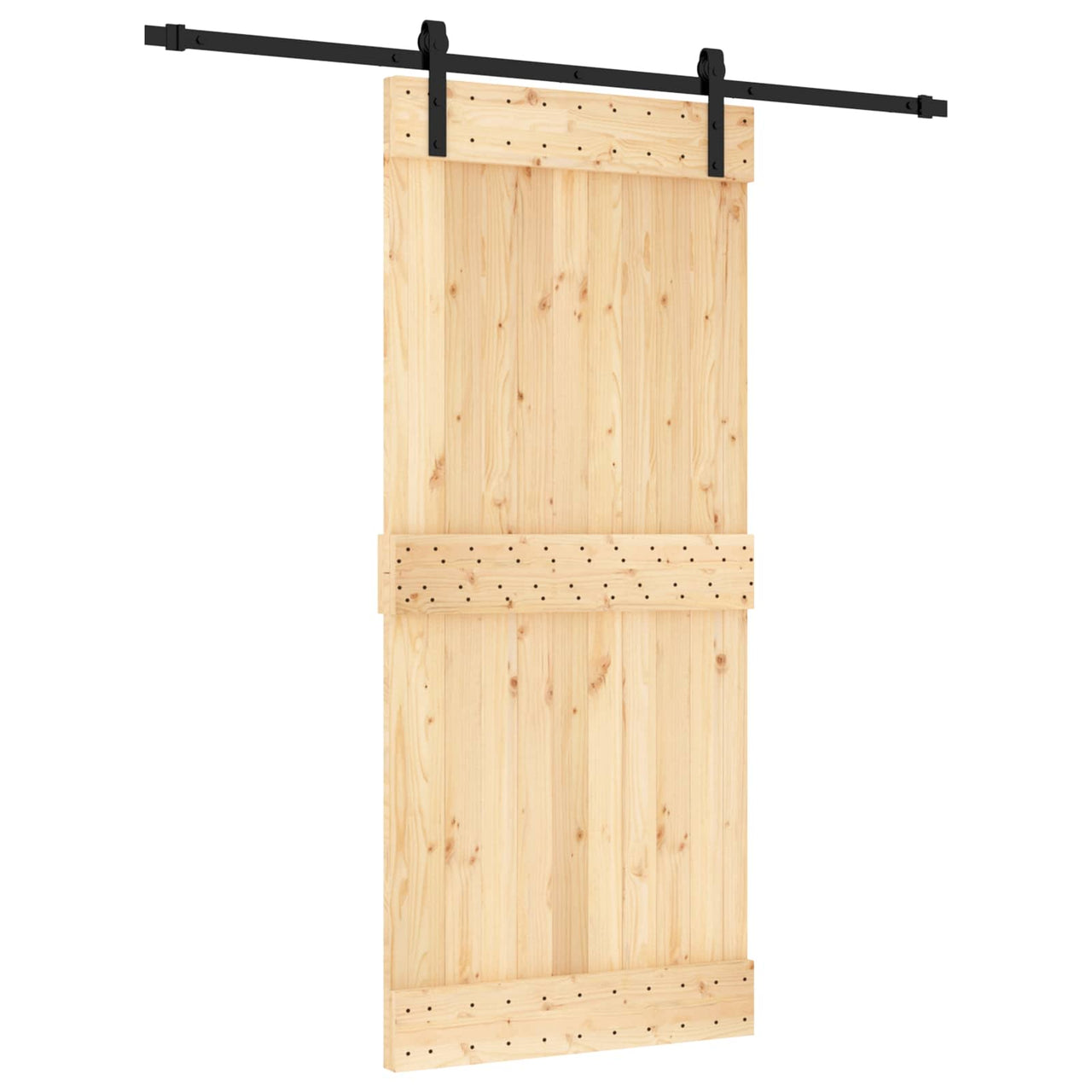 Porta de correr natural e preto 90 x 210 cm 
