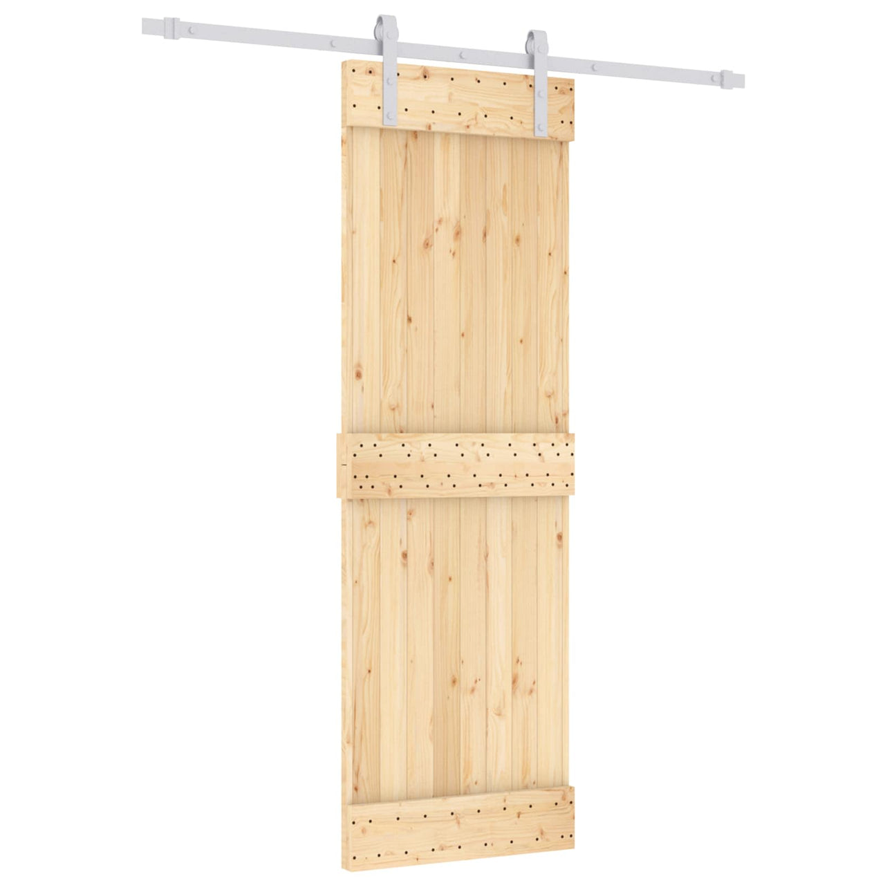 Porta de correr em madeira de pinho natural e branca 70 x 210 cm 