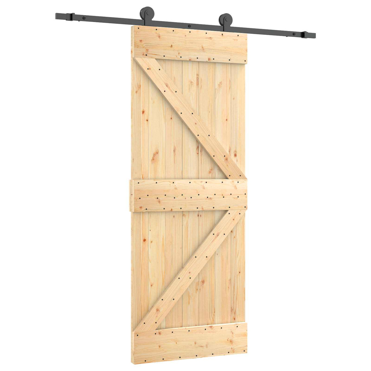 Puerta Corredera Natural y negro 70 x 210 cm