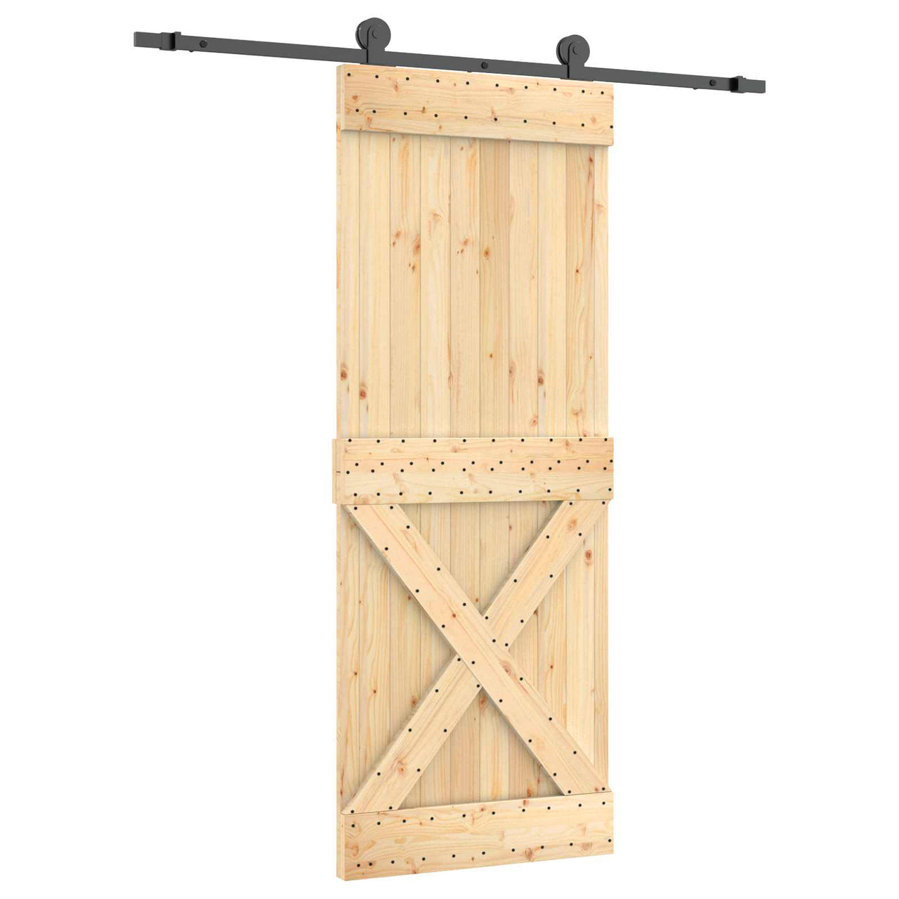 Puerta Corredera Natural y negro 80 x 210 cm