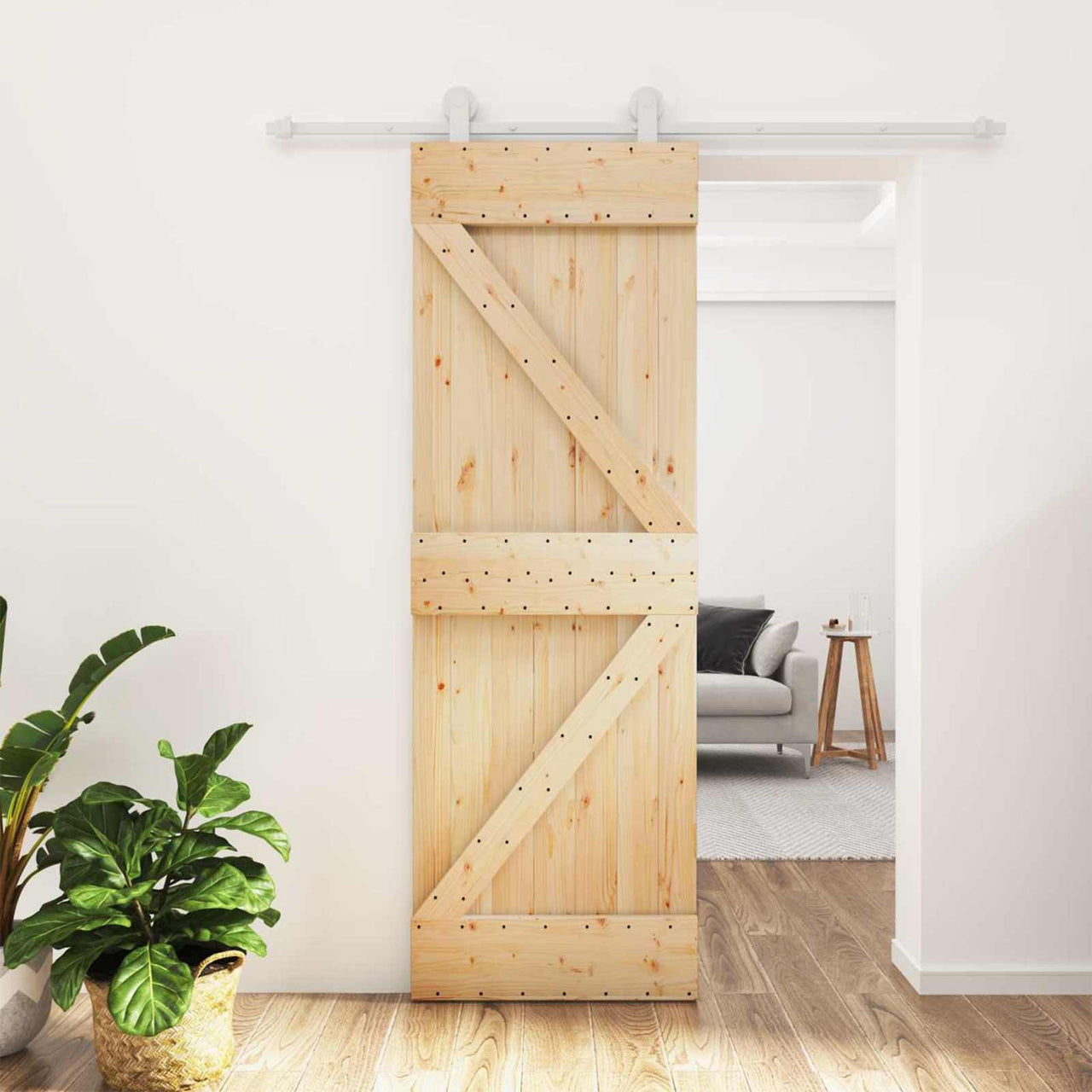 Porta de correr Natural e Branco 70 x 210 cm 