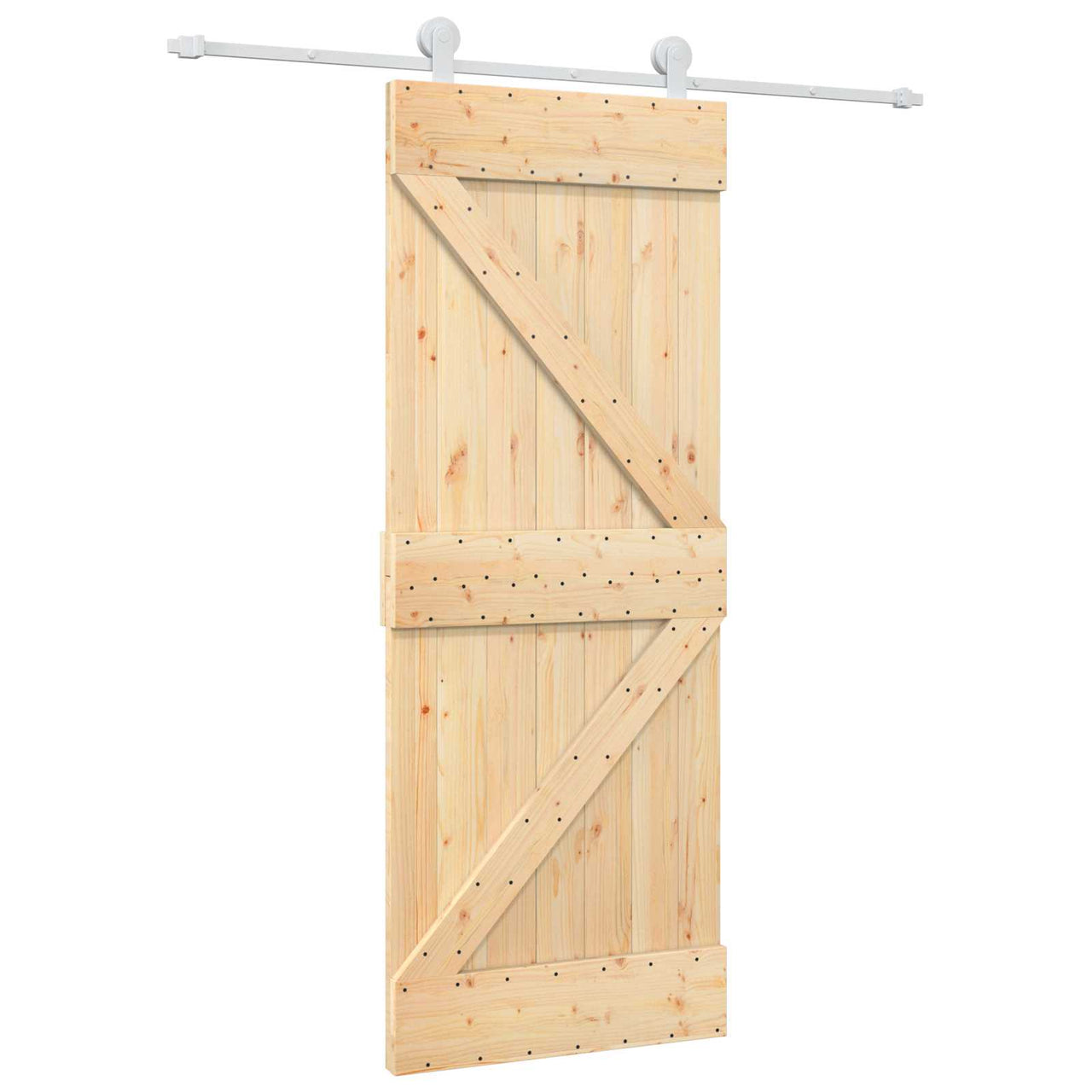 Porta de correr natural e branco 80 x 210 cm 