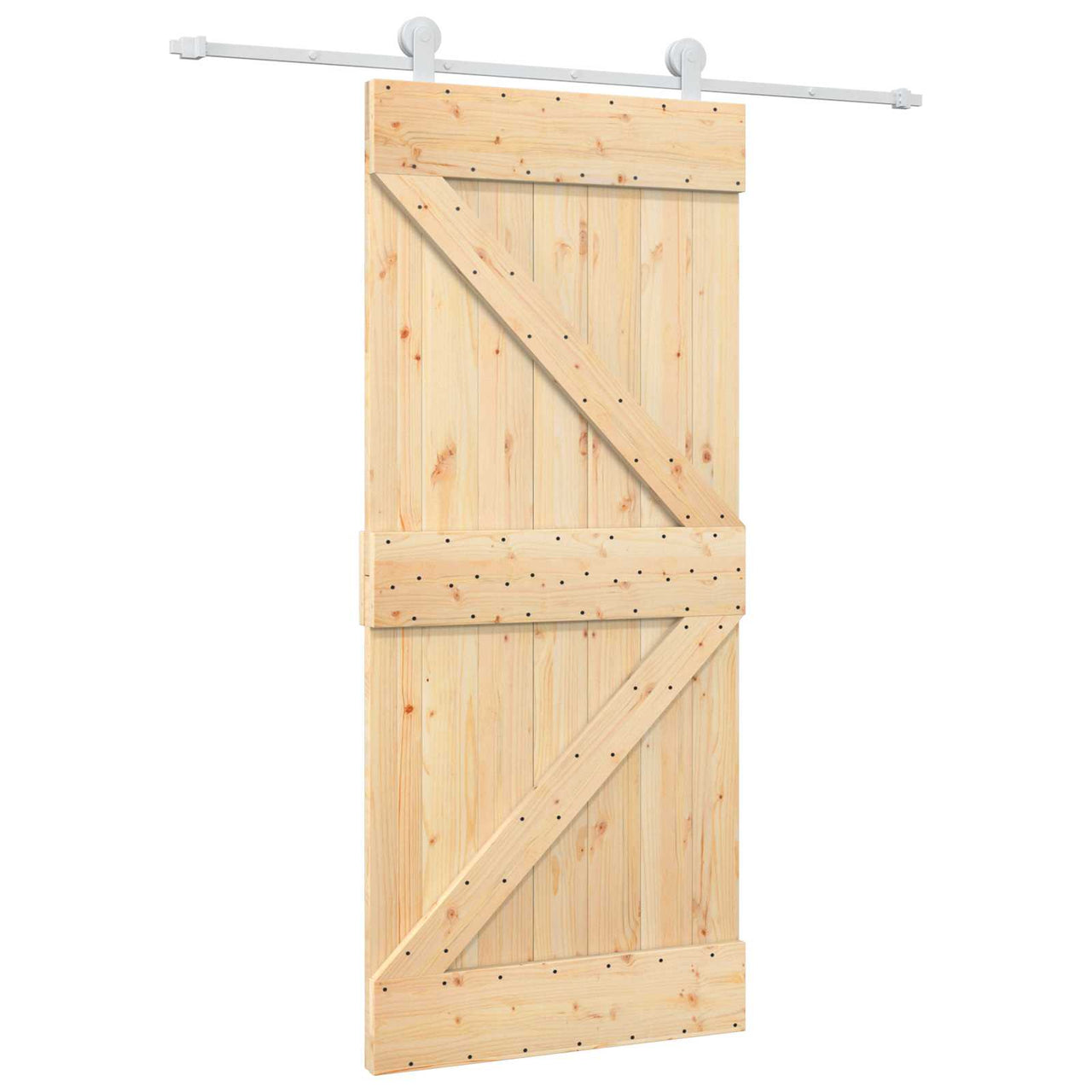 Porta de correr natural e branco 90 x 210 cm 