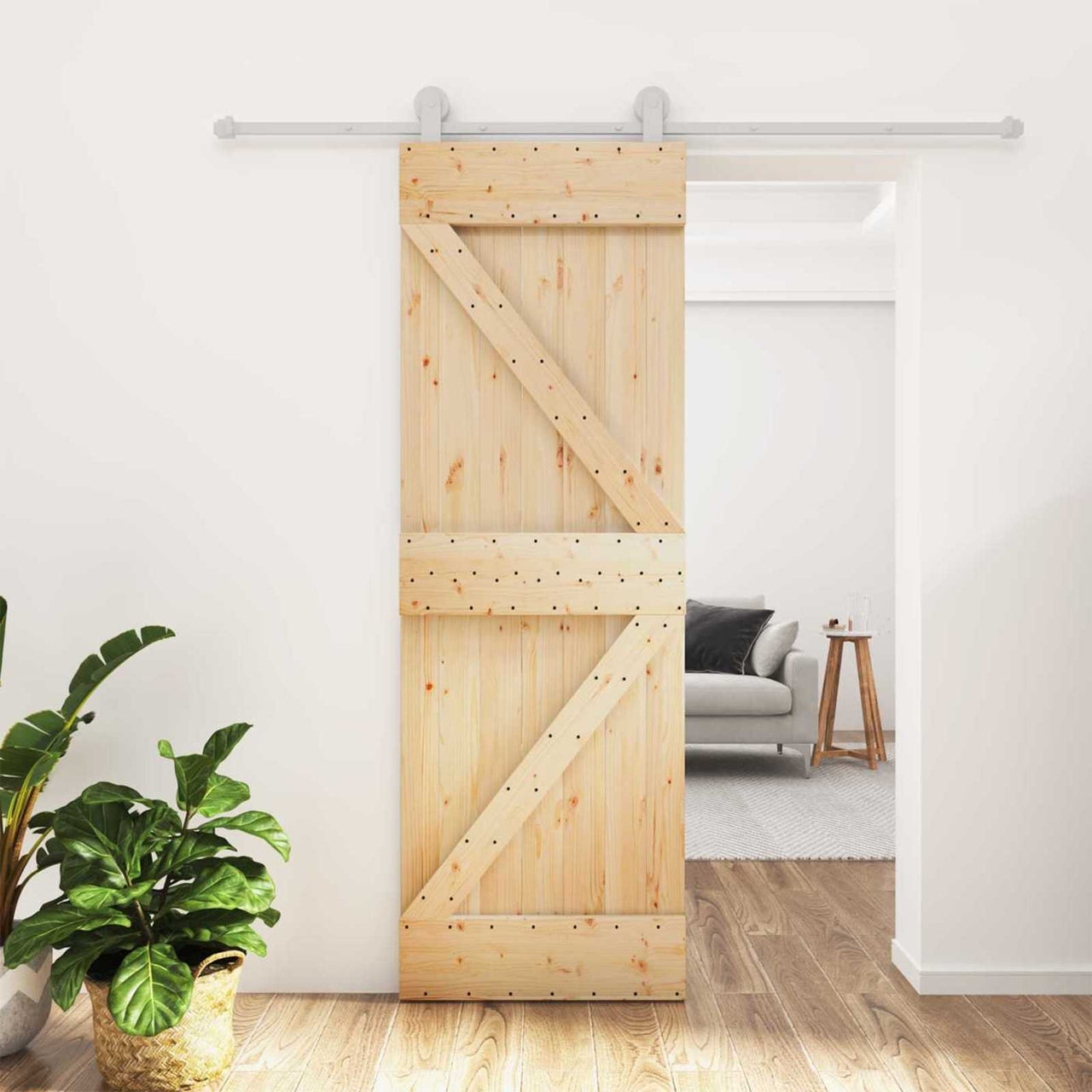 Puerta Corredera Natural y Blanco 70 x 210 cm