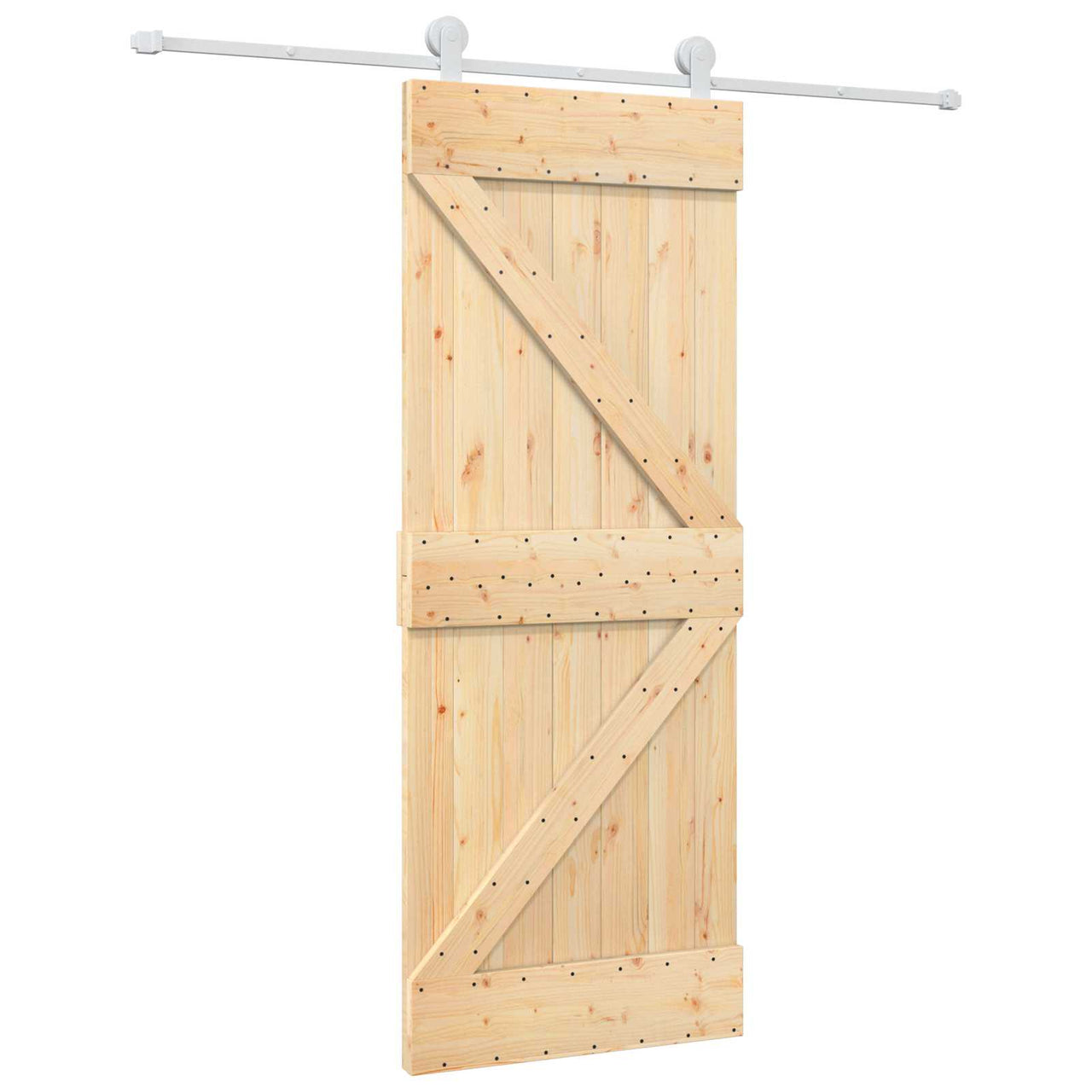Porta de correr Natural e Branco 80 x 210 cm 