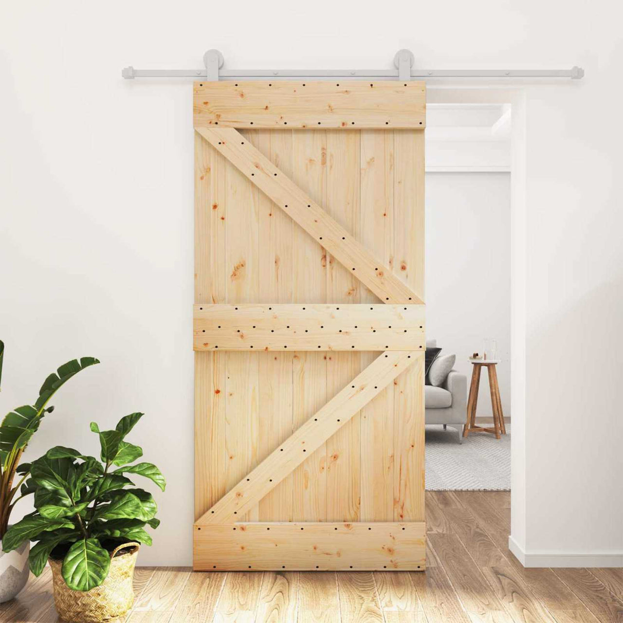 Puerta Corredera Madera de Pino 100 x 210 cm