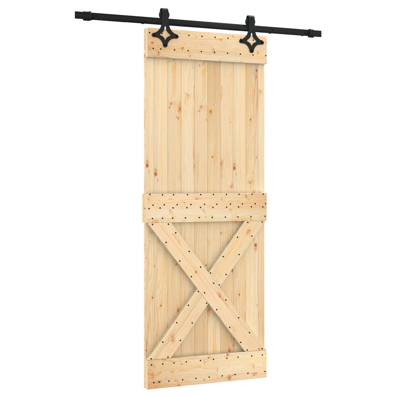 Porta de correr natural e preta 80 x 210 cm 