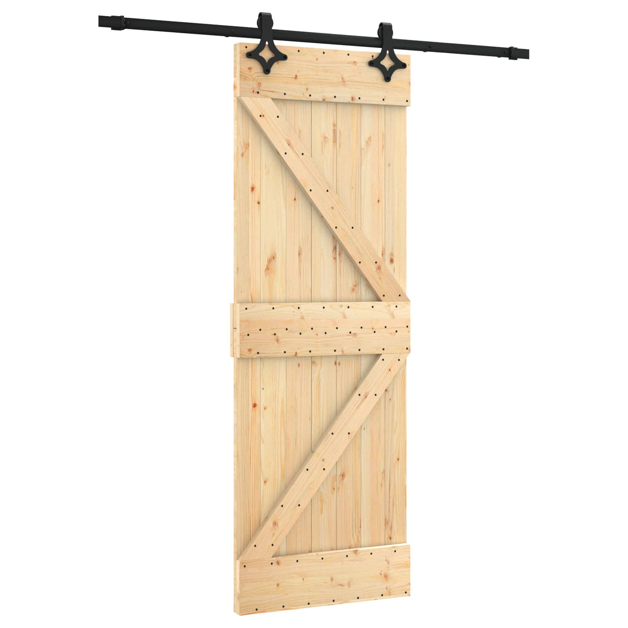 Natural and black sliding door 70 x 210 cm 