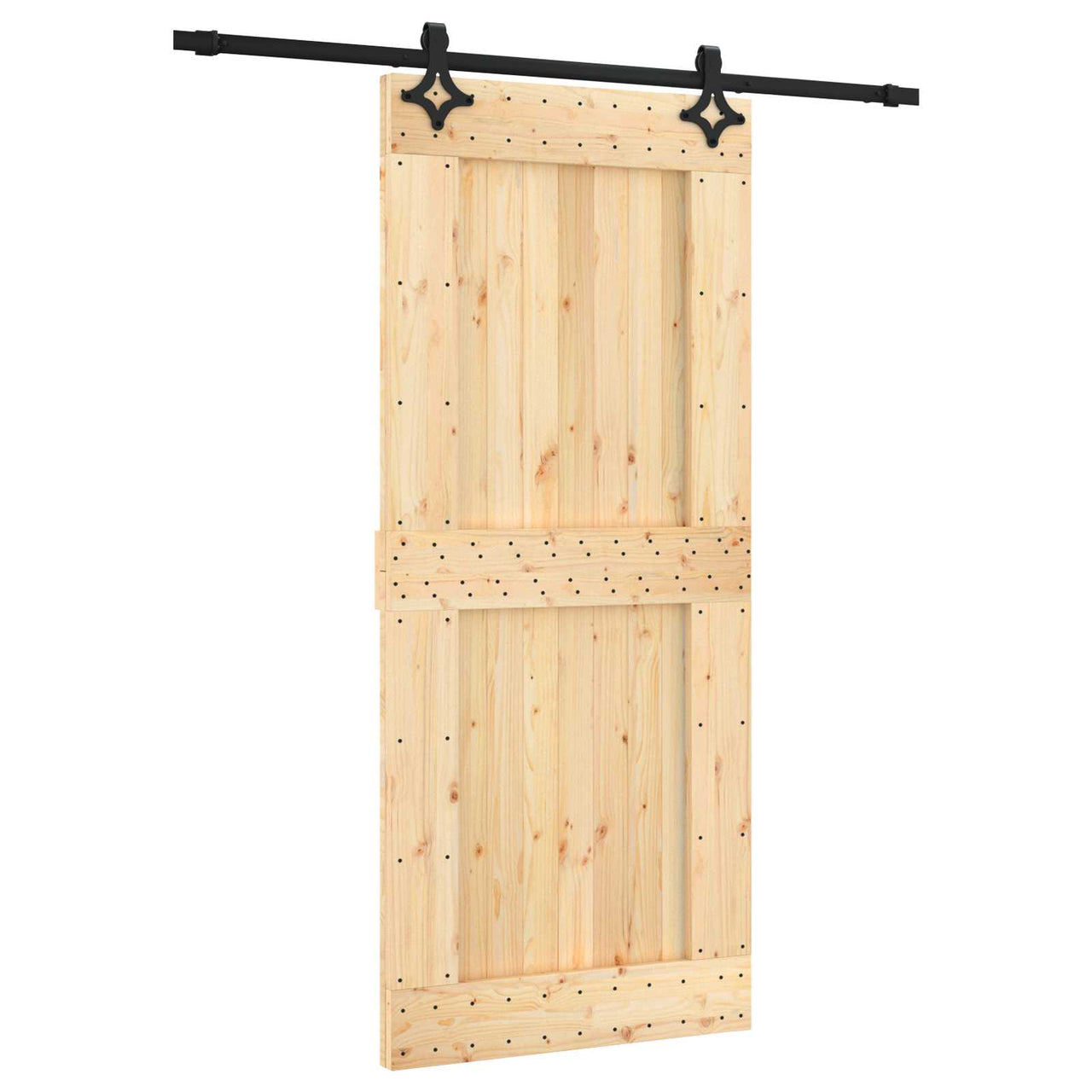 Porta scorrevole naturale e nero 90 x 210 cm 