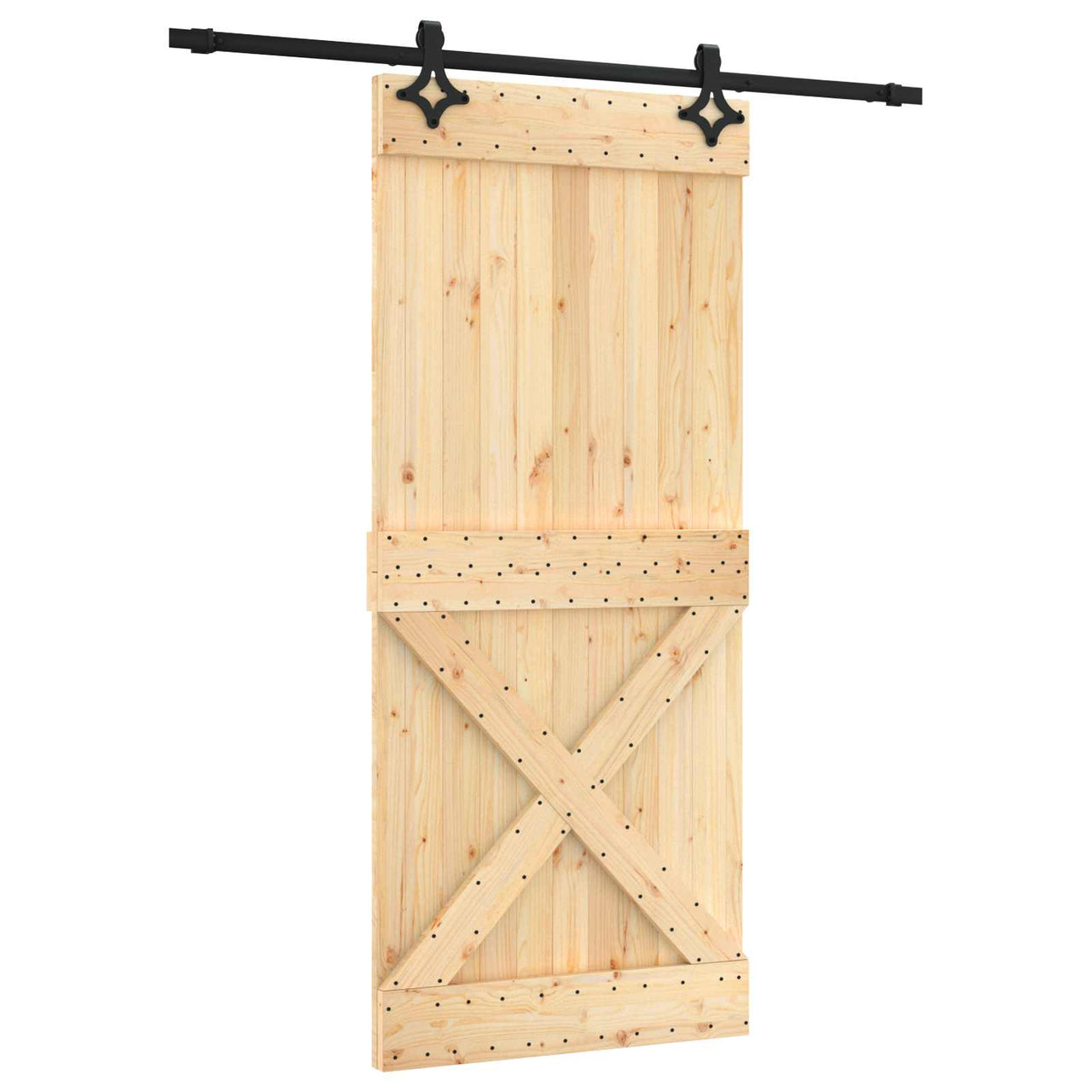 Puerta Corredera Natural y negro 90 x 210 cm