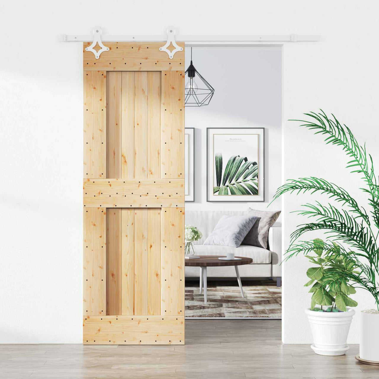 Porta de correr Natural e Branco 70 x 210 cm 