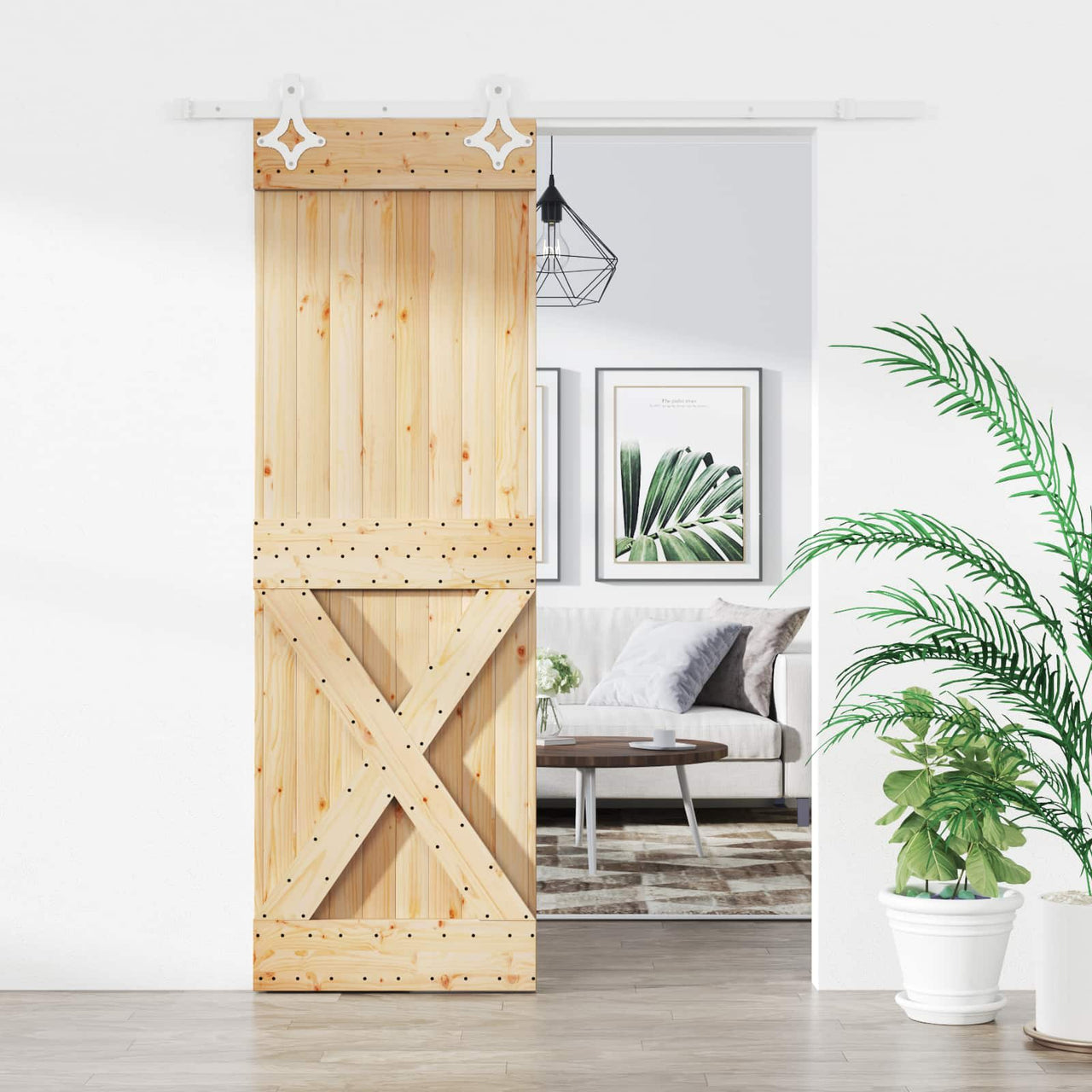 Porta de correr natural e branca 70 x 210 cm 