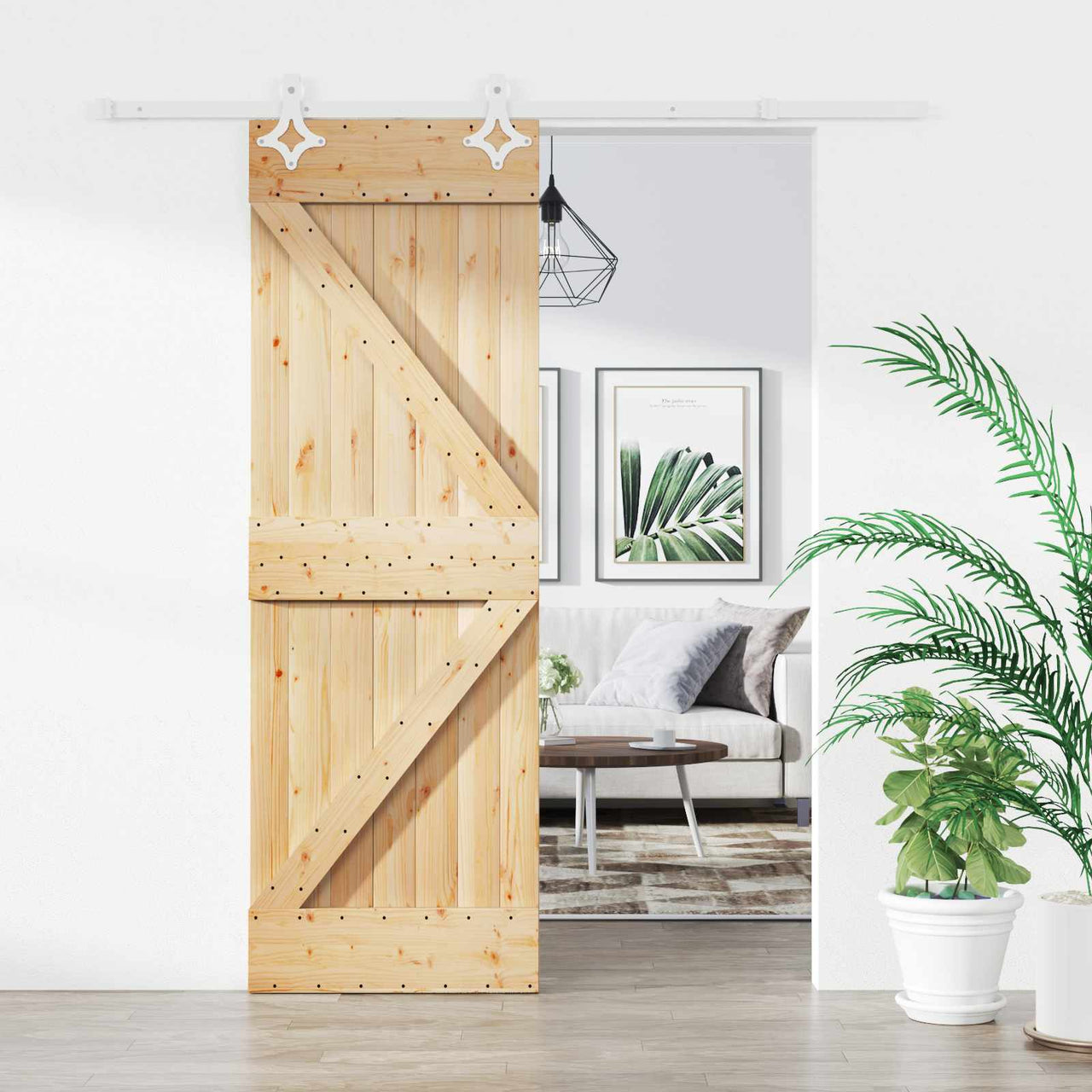 Porta de Correr Natural e Branco 70 x 210 cm 