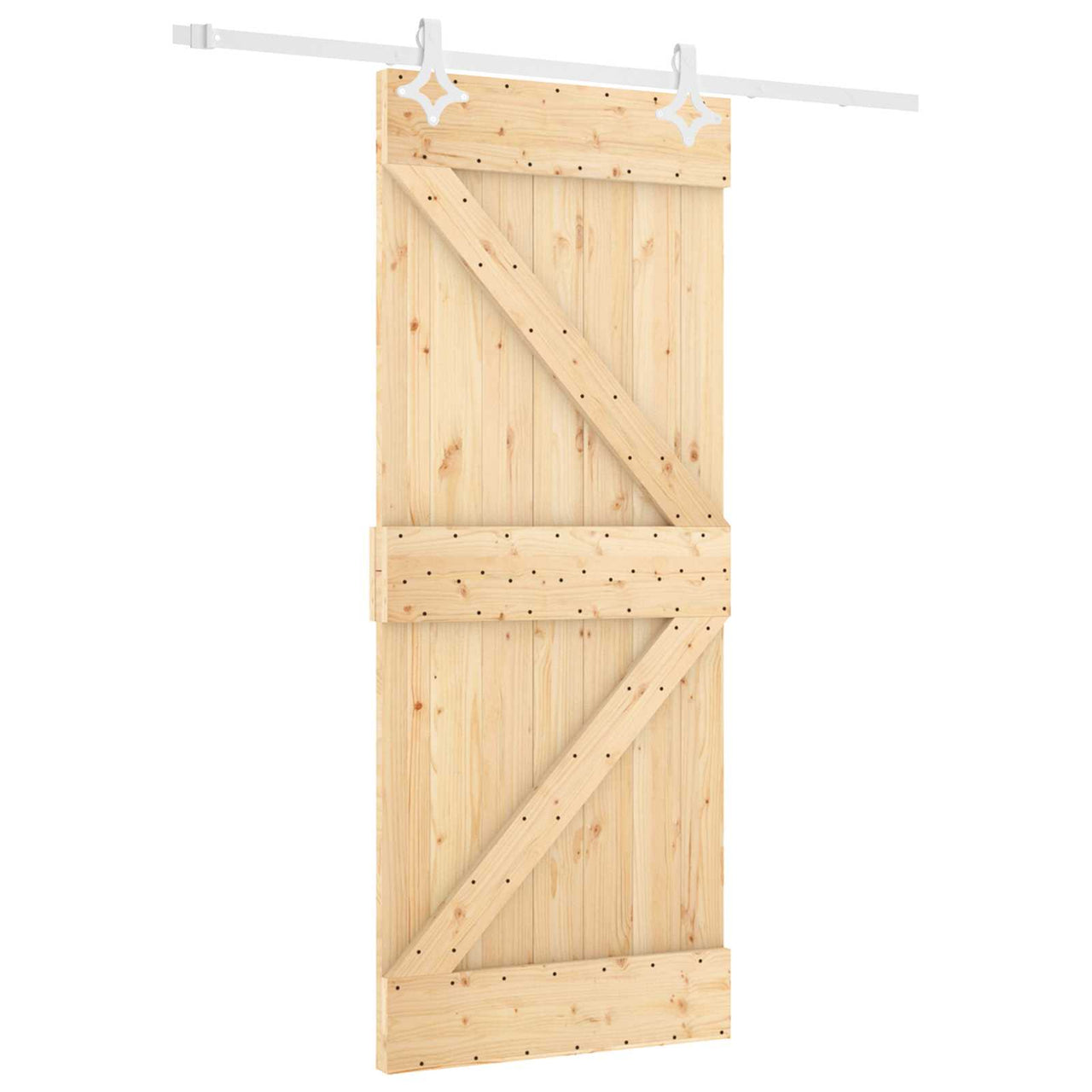 Porta de correr natural e branco 80 x 210 cm 