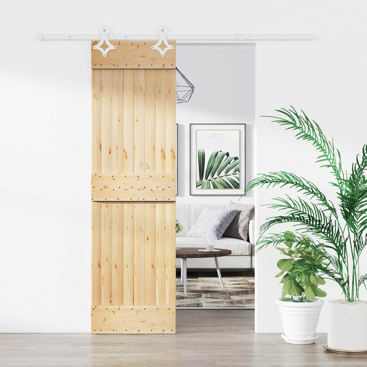 Puerta Corredera Natural y Blanco 70 x 210 cm