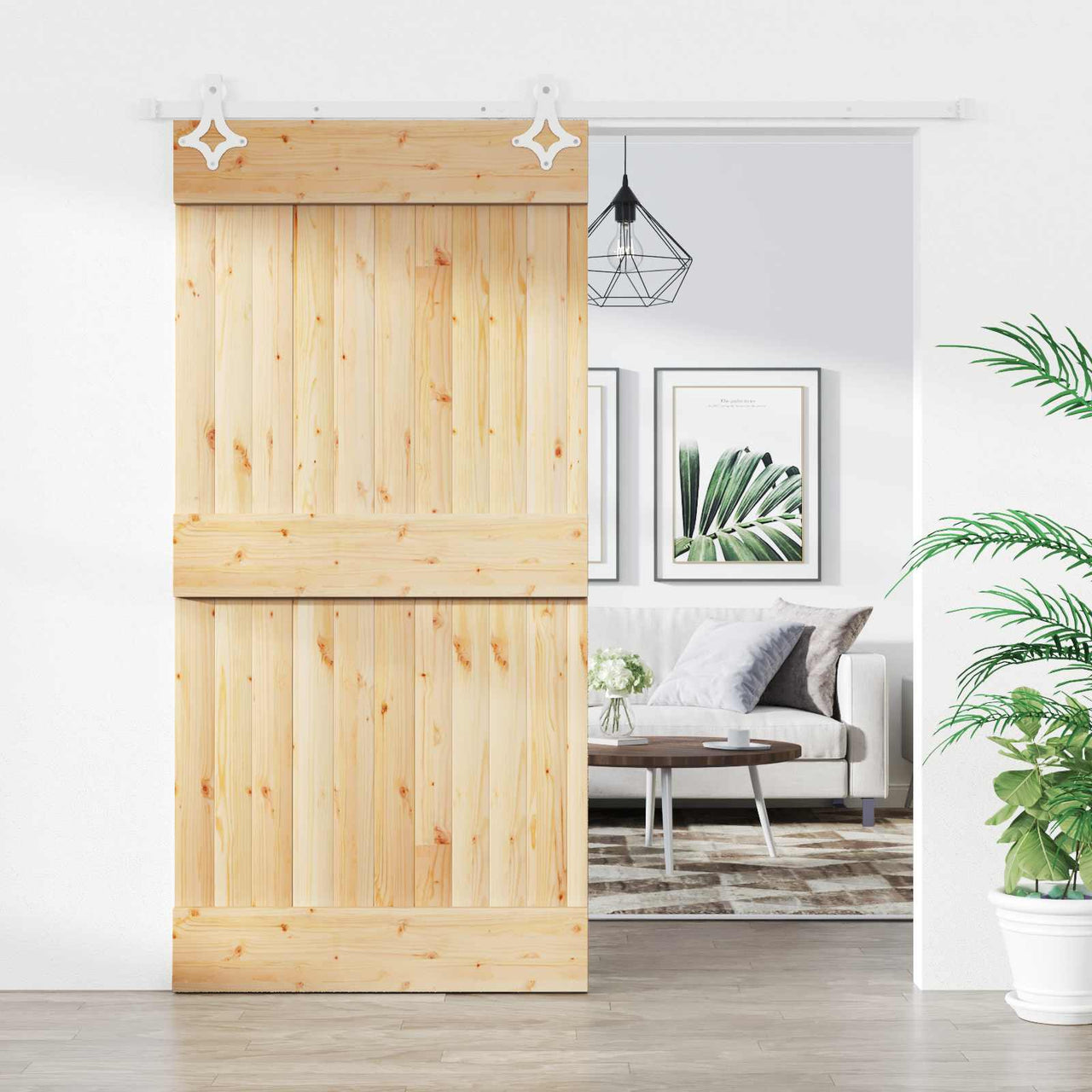 Puerta Corredera Natural y Blanco 100 x 210 cm