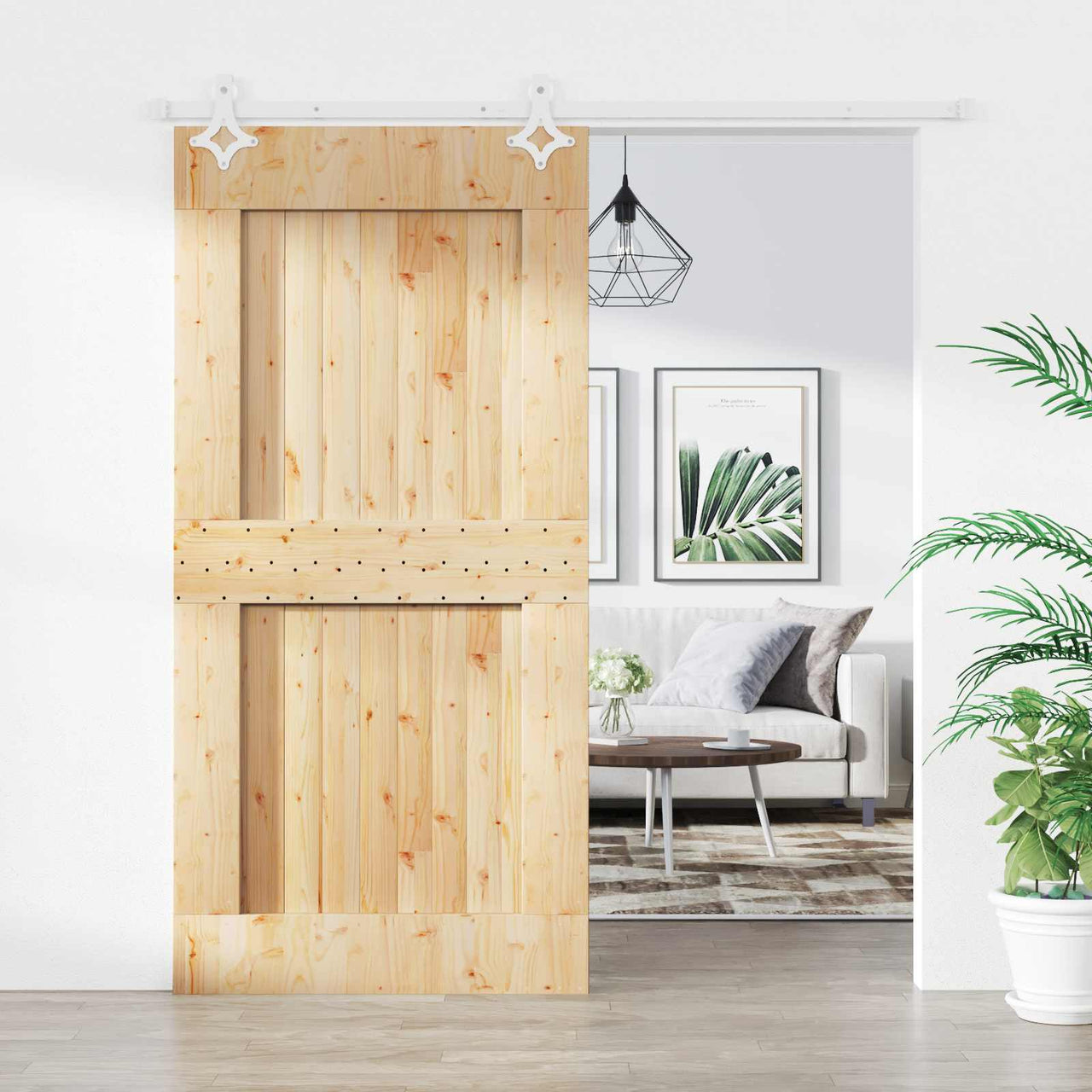 Puerta Corredera Natural y Blanco 100 x 210 cm
