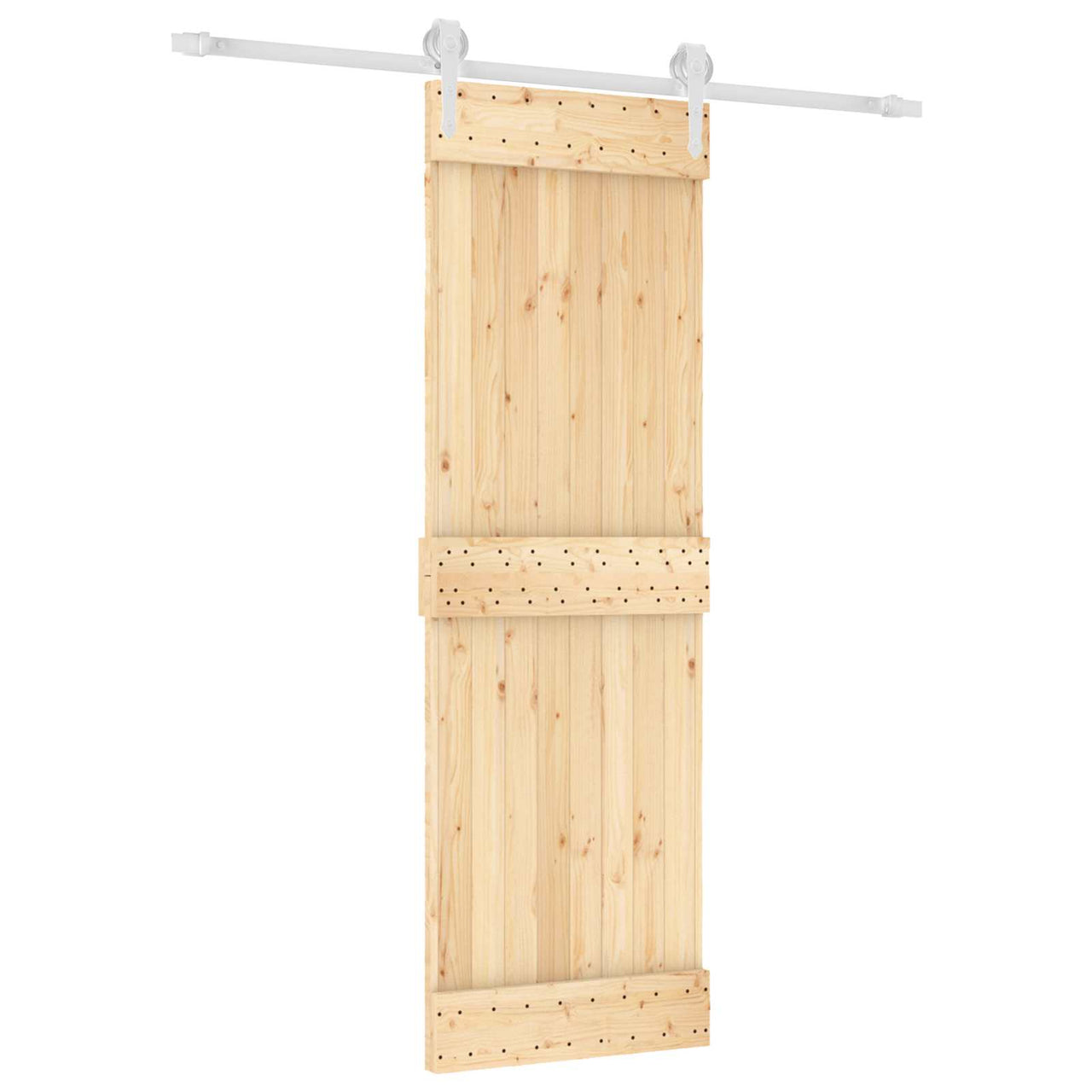 Porta de correr em madeira de pinho natural e branco 70 x 210 cm 