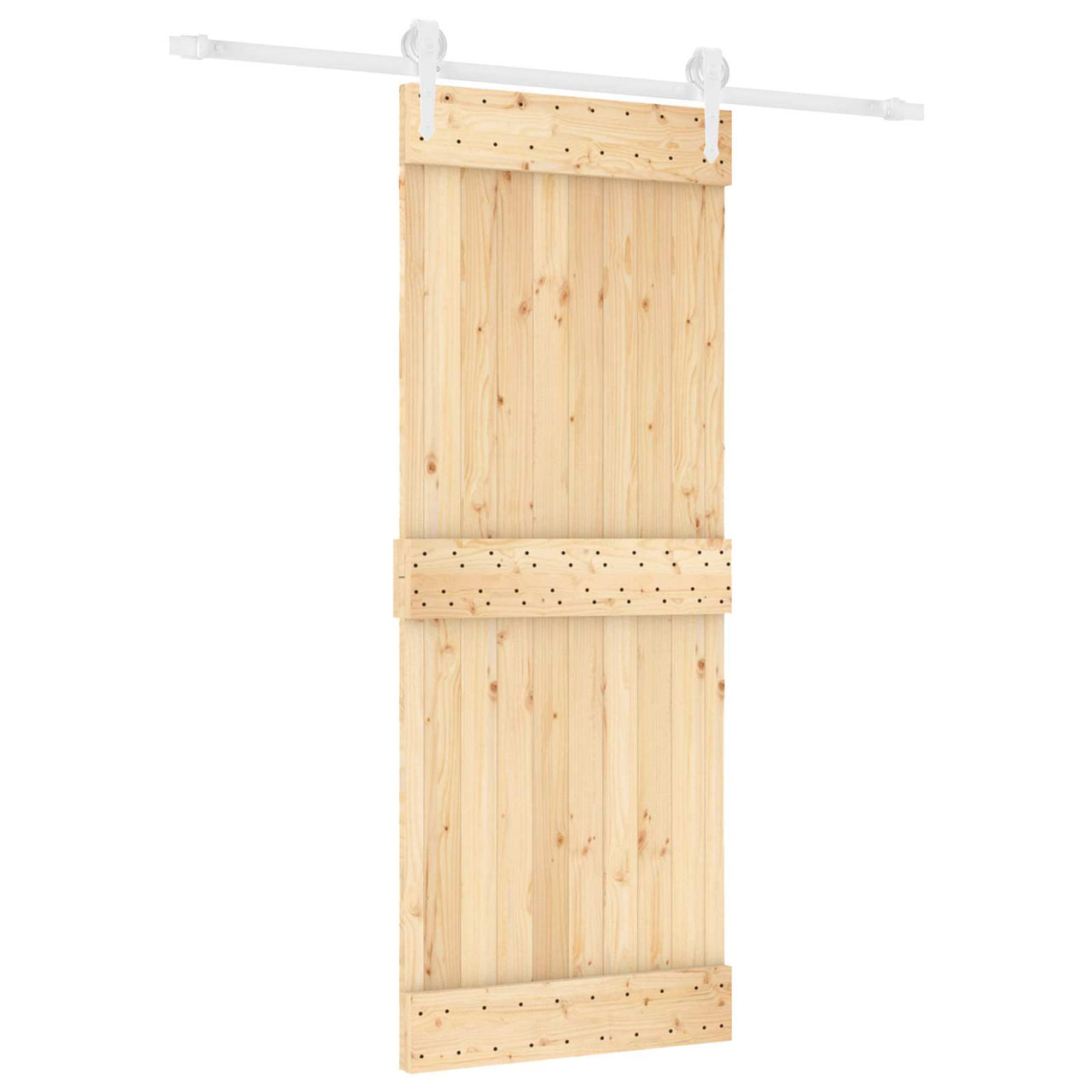 Puerta Corredera Madera de Pino Natural y Blanco 80 x 210 cm