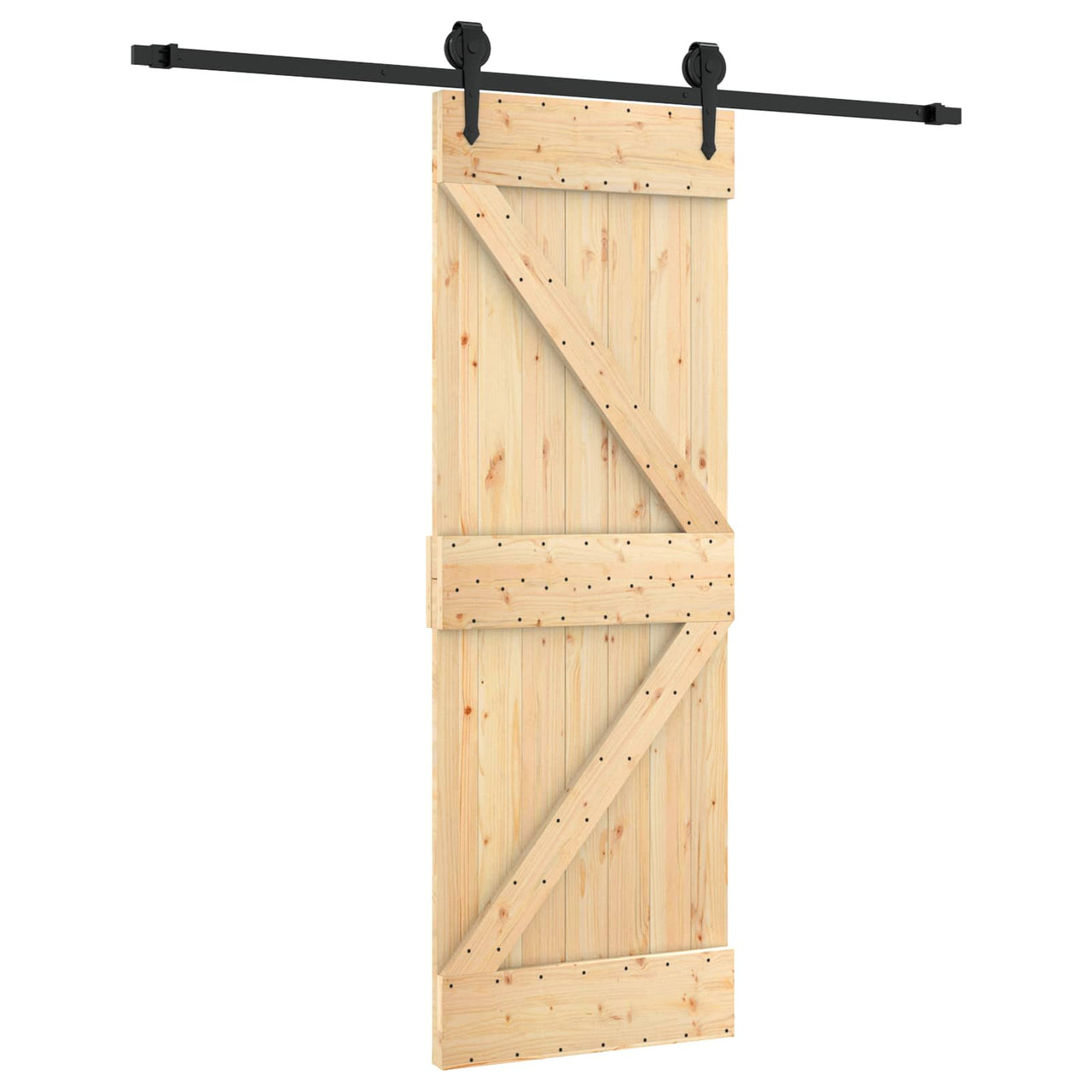 Porta de correr natural e preta 70 x 210 cm 