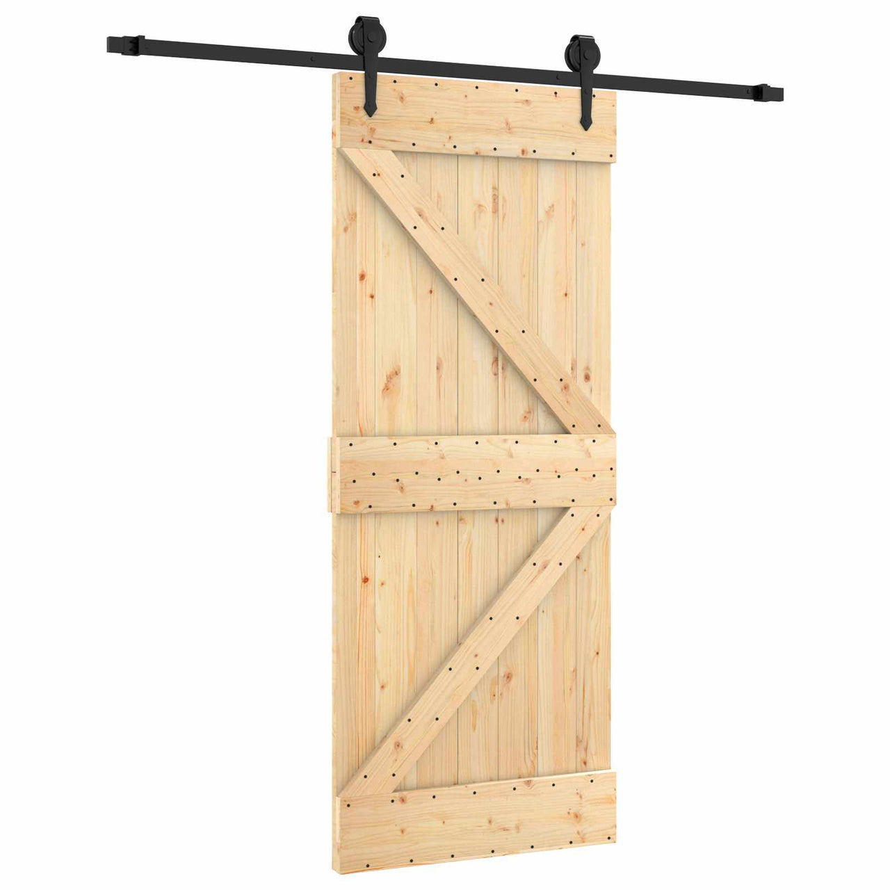 Porta de correr natural e preto 85 x 210 cm 
