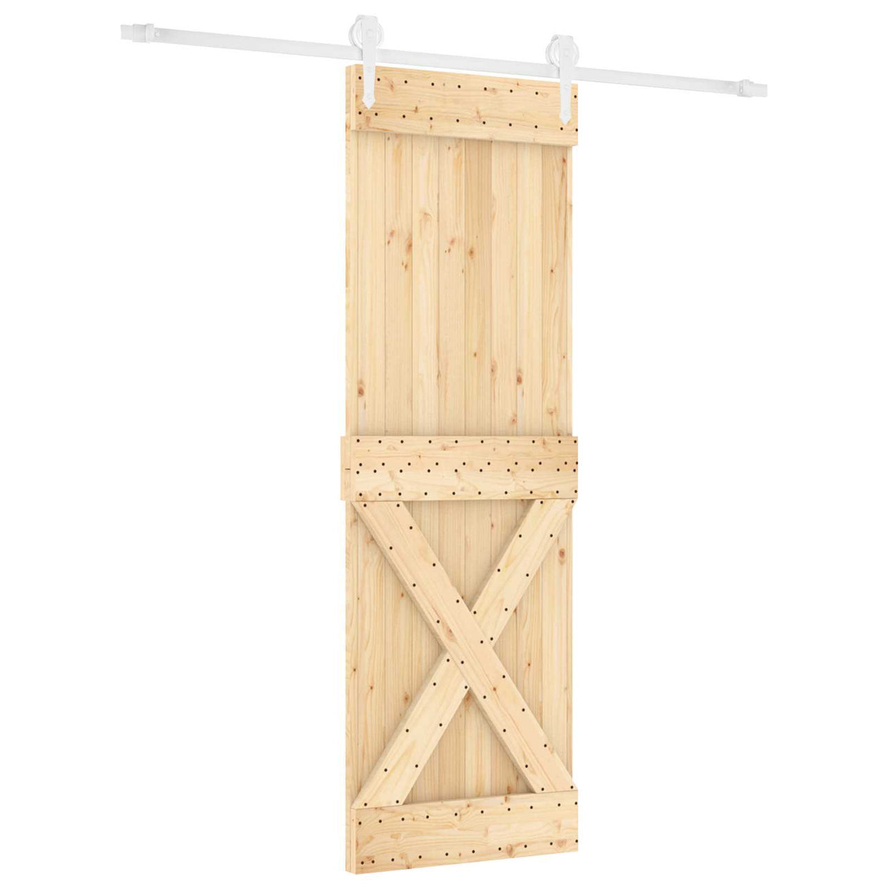 Porta de correr natural e branco 80 x 210 cm 