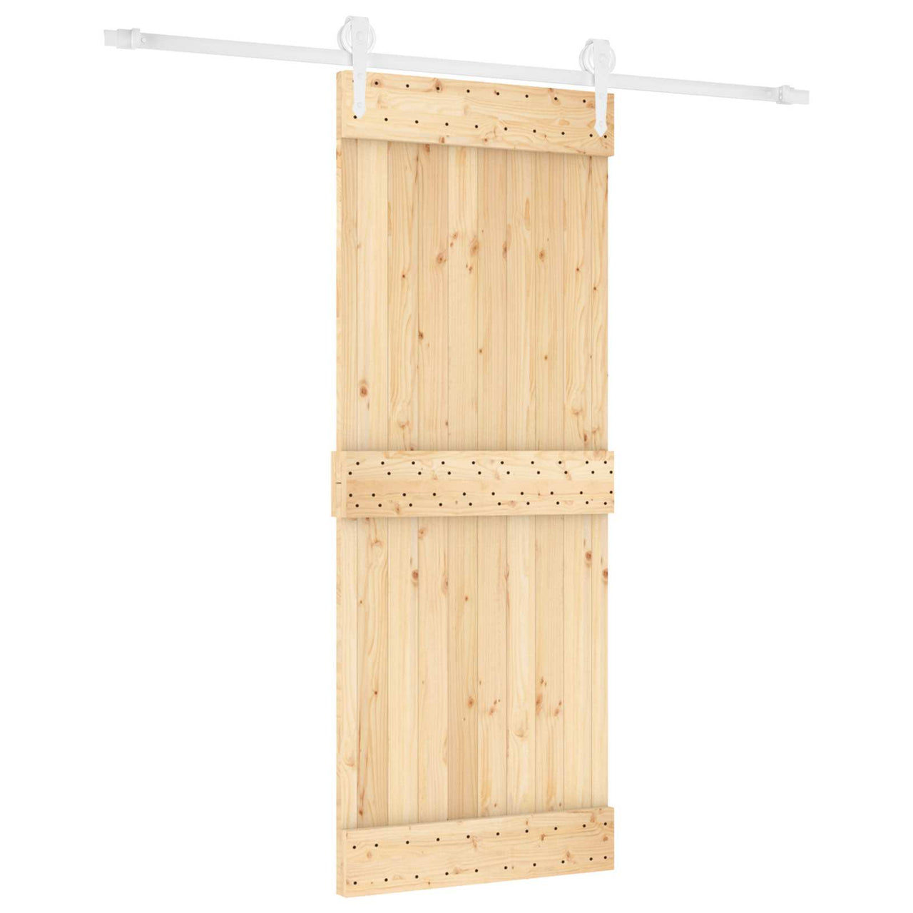 Puerta Corredera Madera de Pino Natural y Blanco 80 x 210 cm