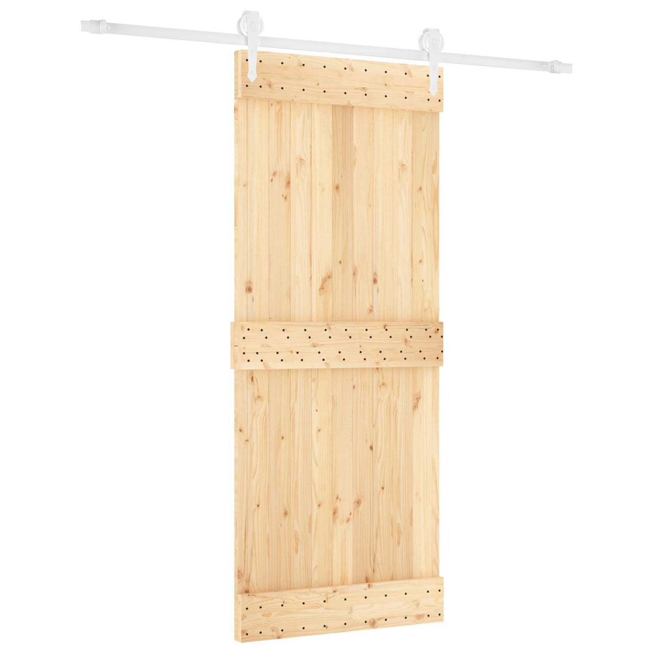 Porta de correr natural e branco 85 x 210 cm 