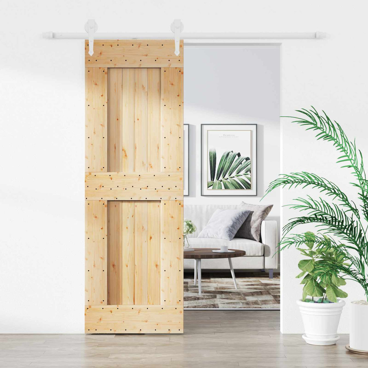 Porta de correr Natural e Branco 70 x 210 cm 