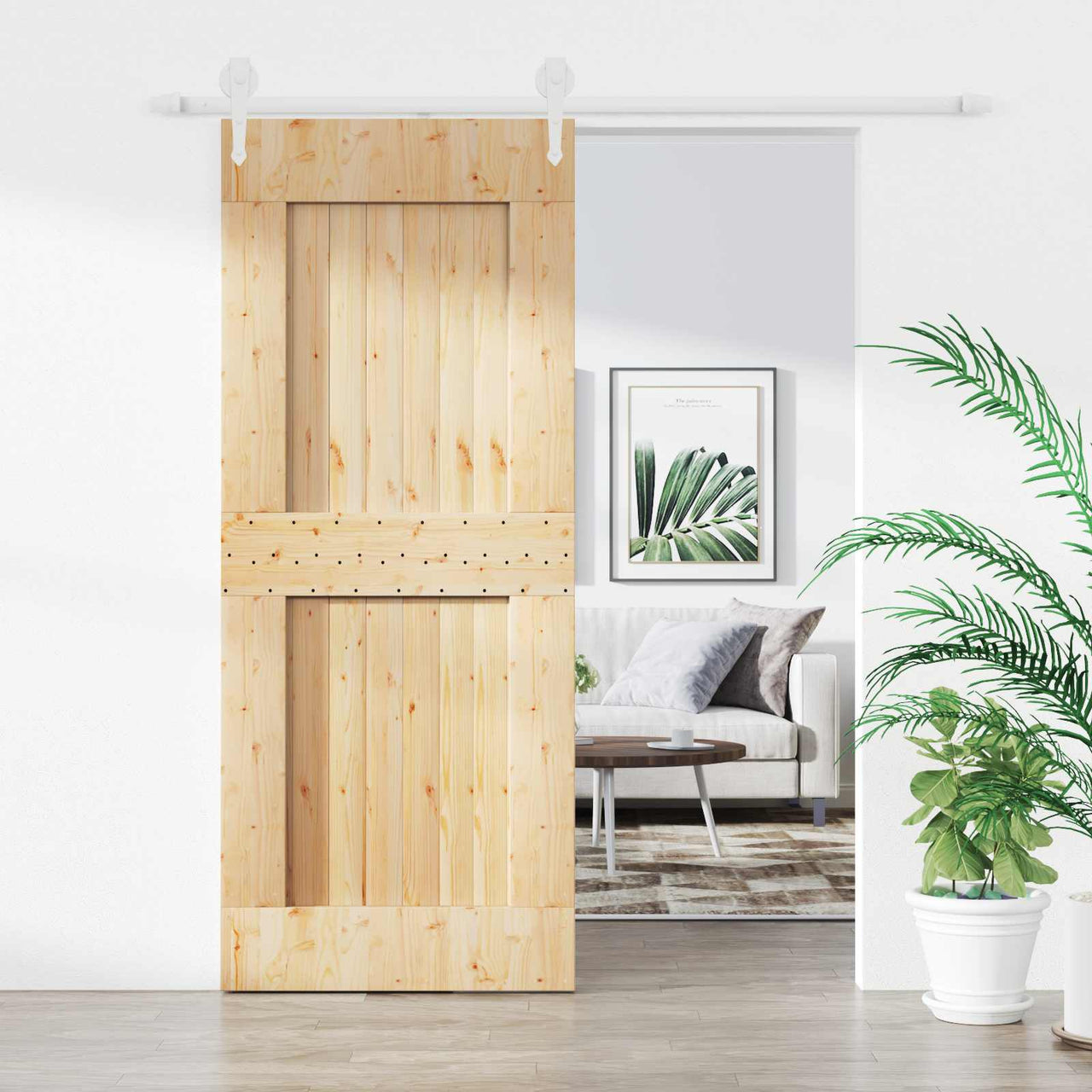 Porta de Correr Natural e Branco 85 x 210 cm 