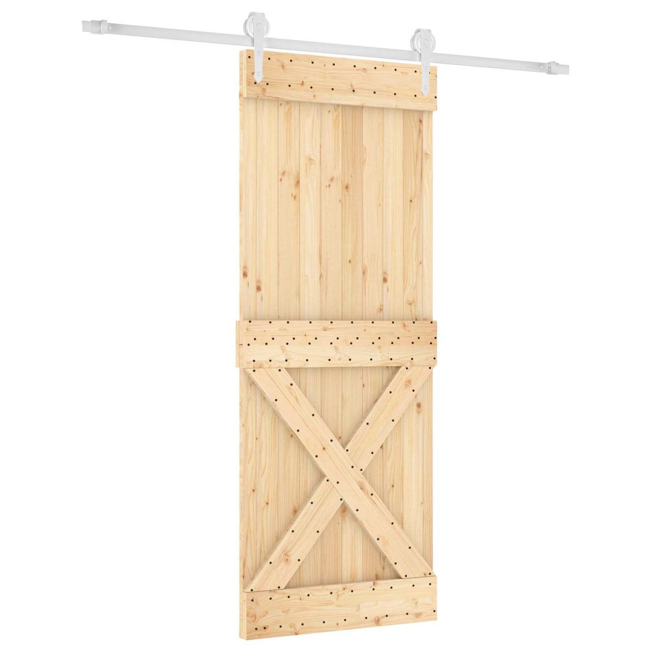 Porta de correr natural e branco 80 x 210 cm 