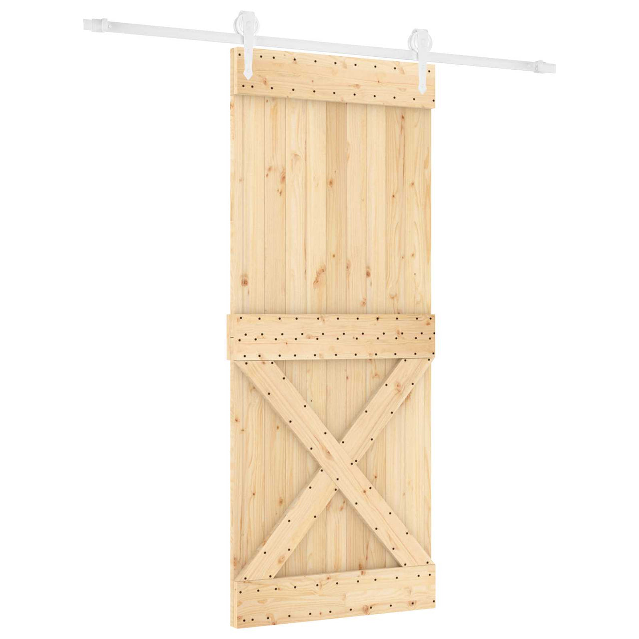 Porta de correr natural e branco 85 x 210 cm 