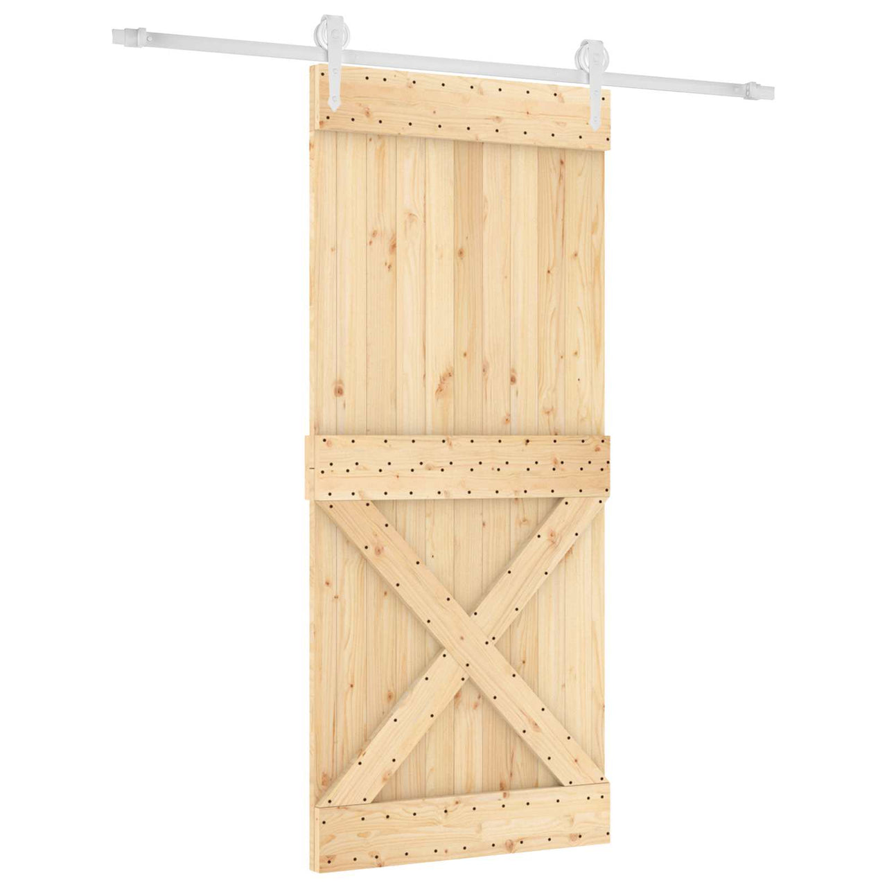 Porta de correr natural e branco 90 x 210 cm 