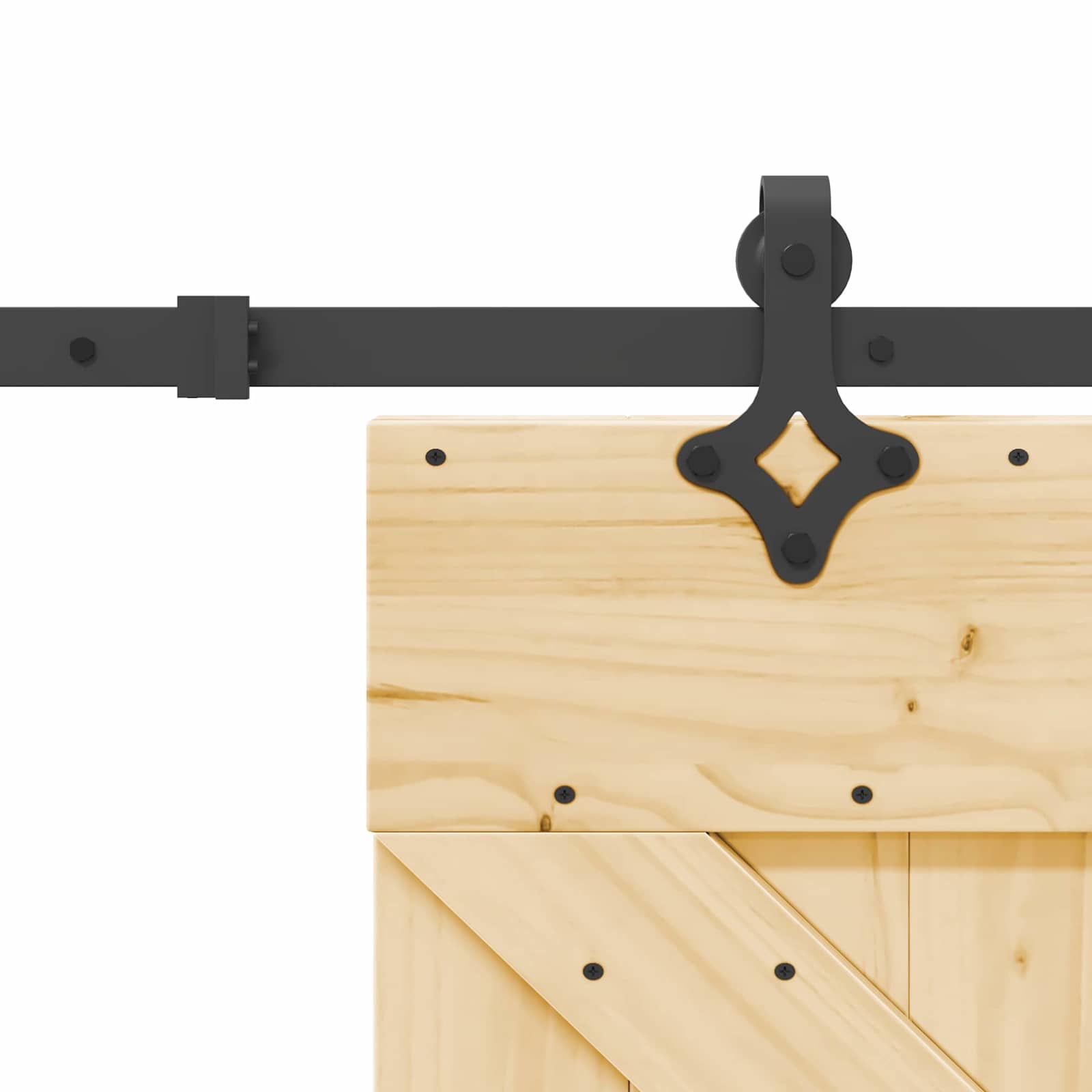 Puerta corredera Narvik en color natural y negro, medidas 85 x 210 cm, ideal para jardines y exteriores.